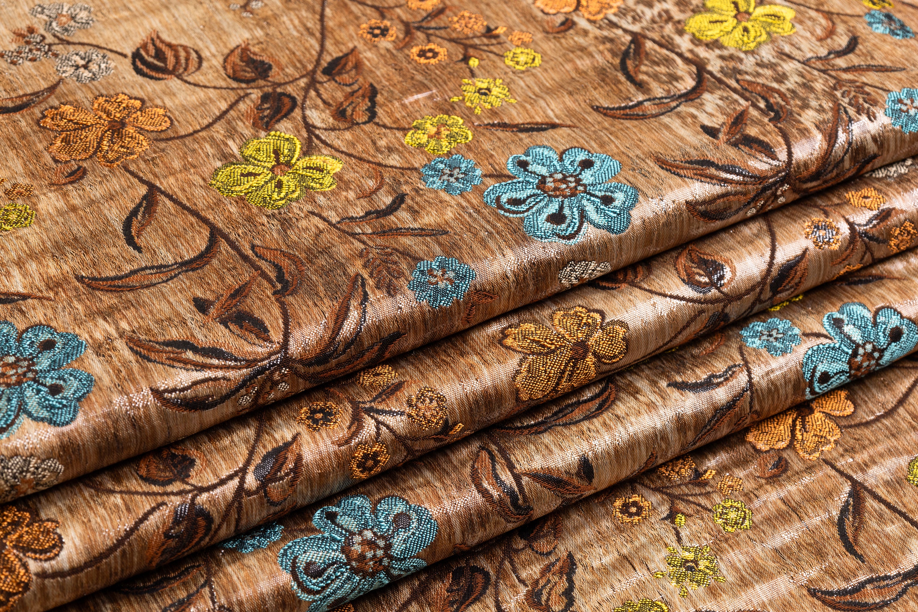 Floral Italian Chiné Brocade - Brown