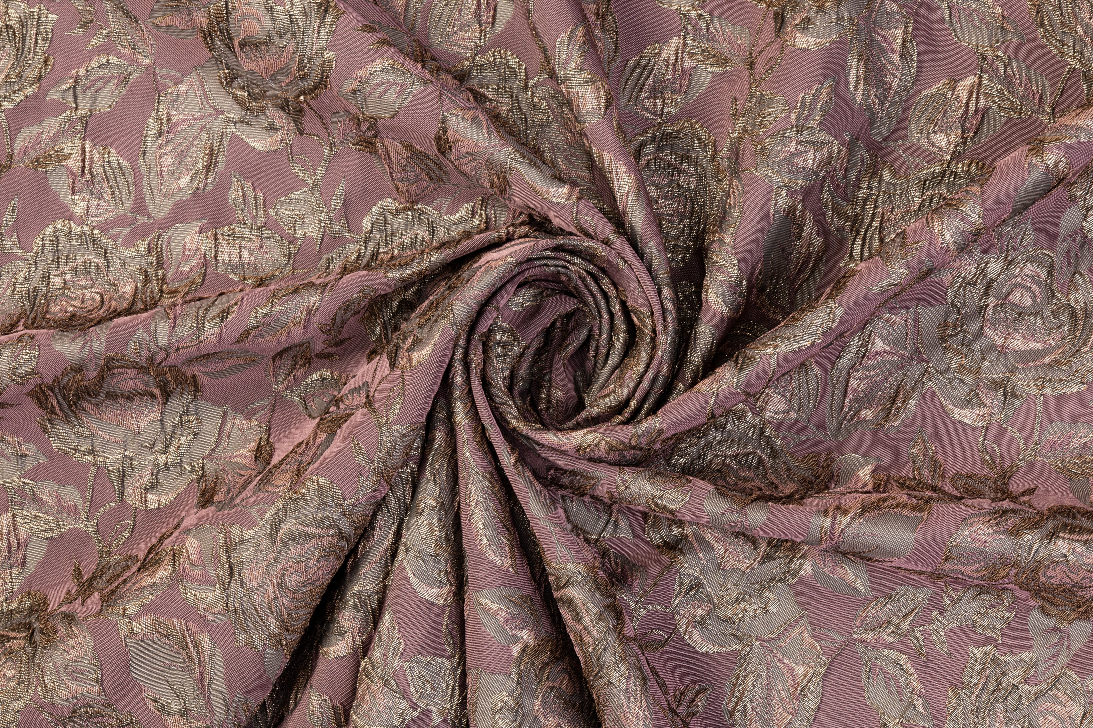 Floral Metallic Crushed Brocade - Mauve