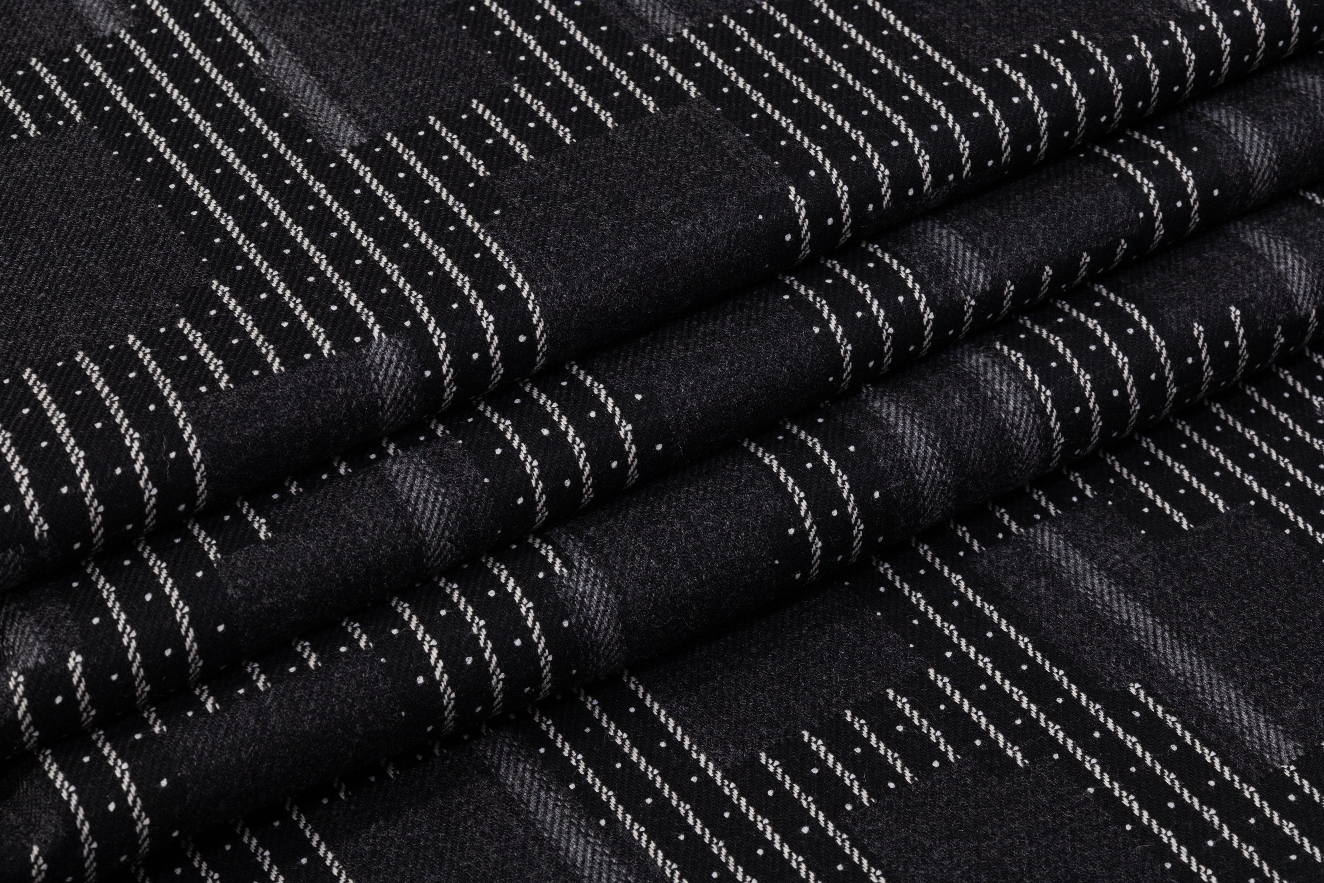 Italian Wool Cashmere Jacquard Coating - Gray / Black