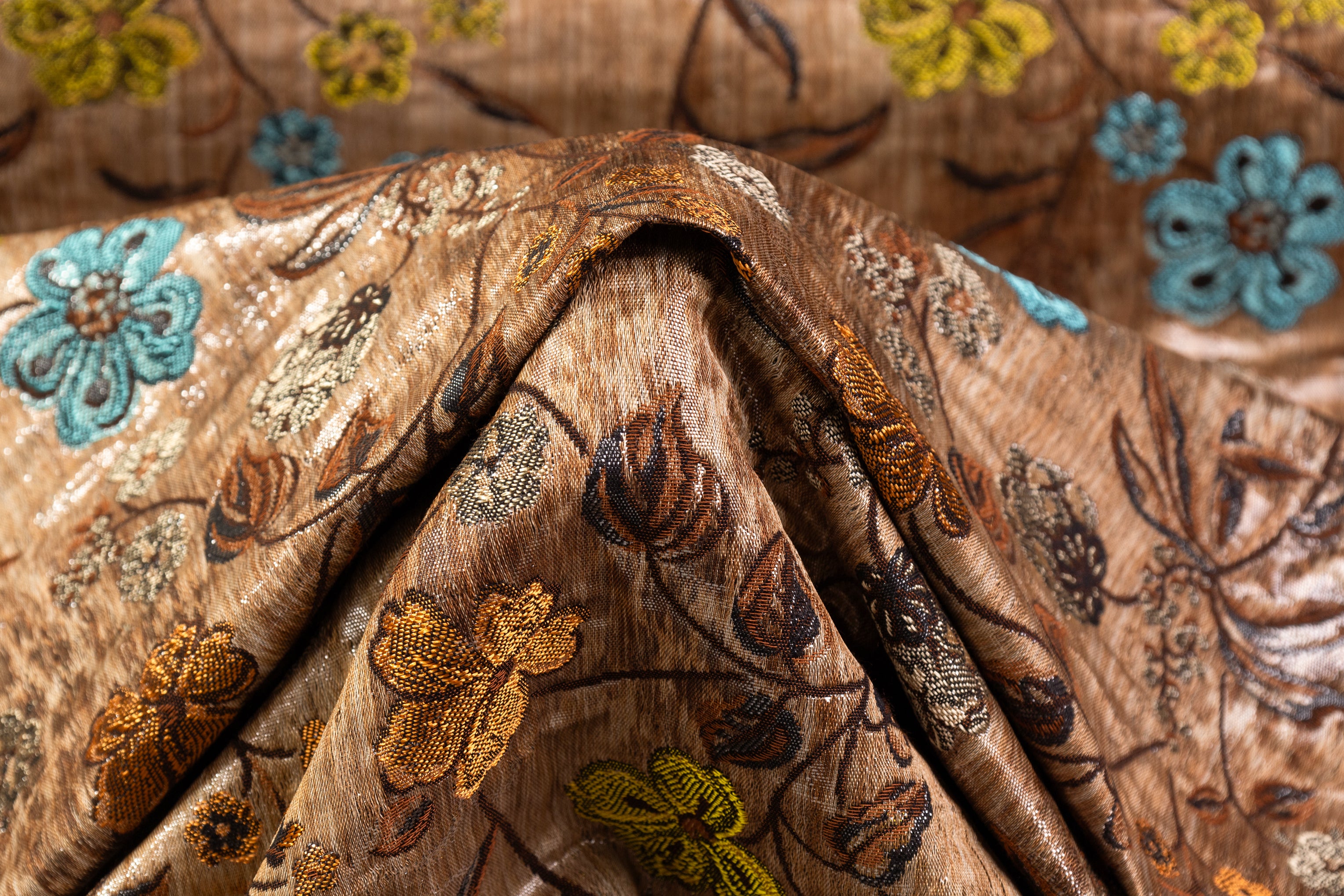 Floral Italian Chiné Brocade - Brown