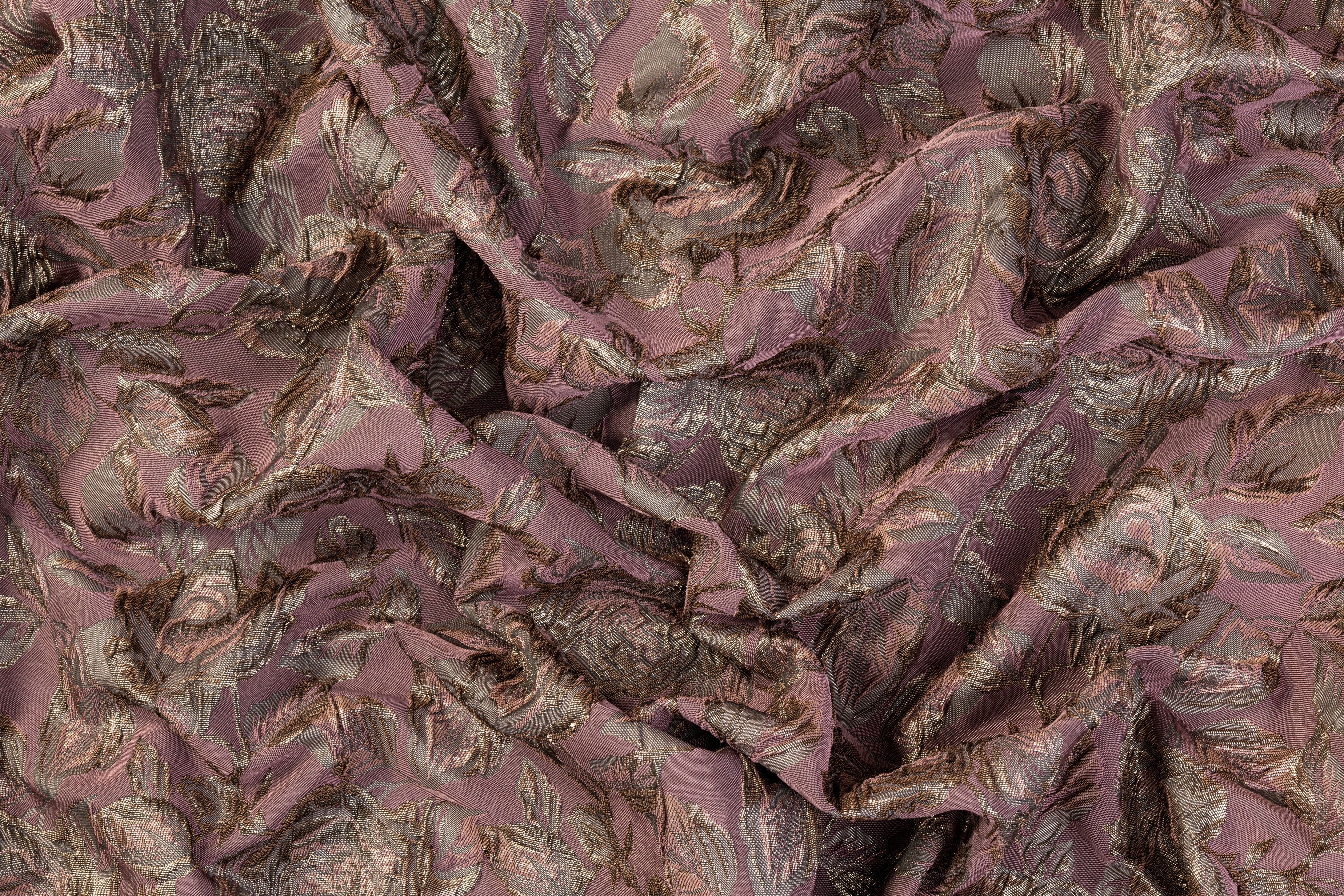 Floral Metallic Crushed Brocade - Mauve