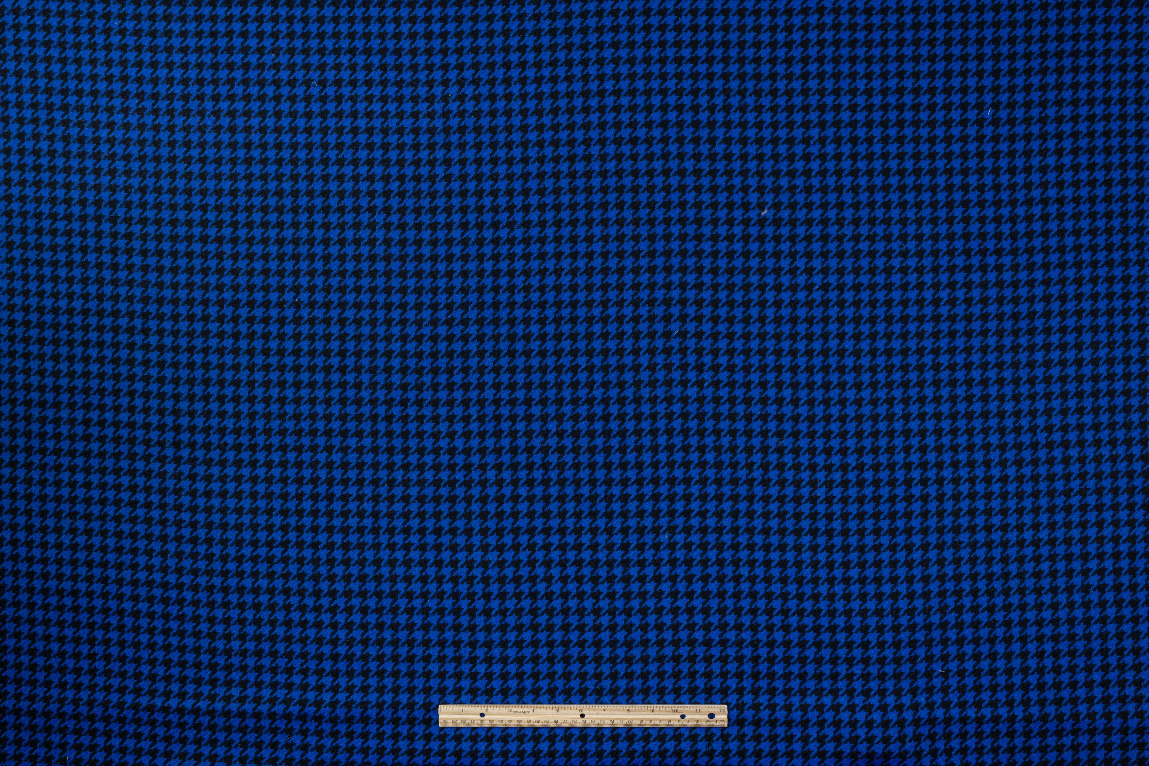 Houndstooth Italian Wool Coating - Blue / Black
