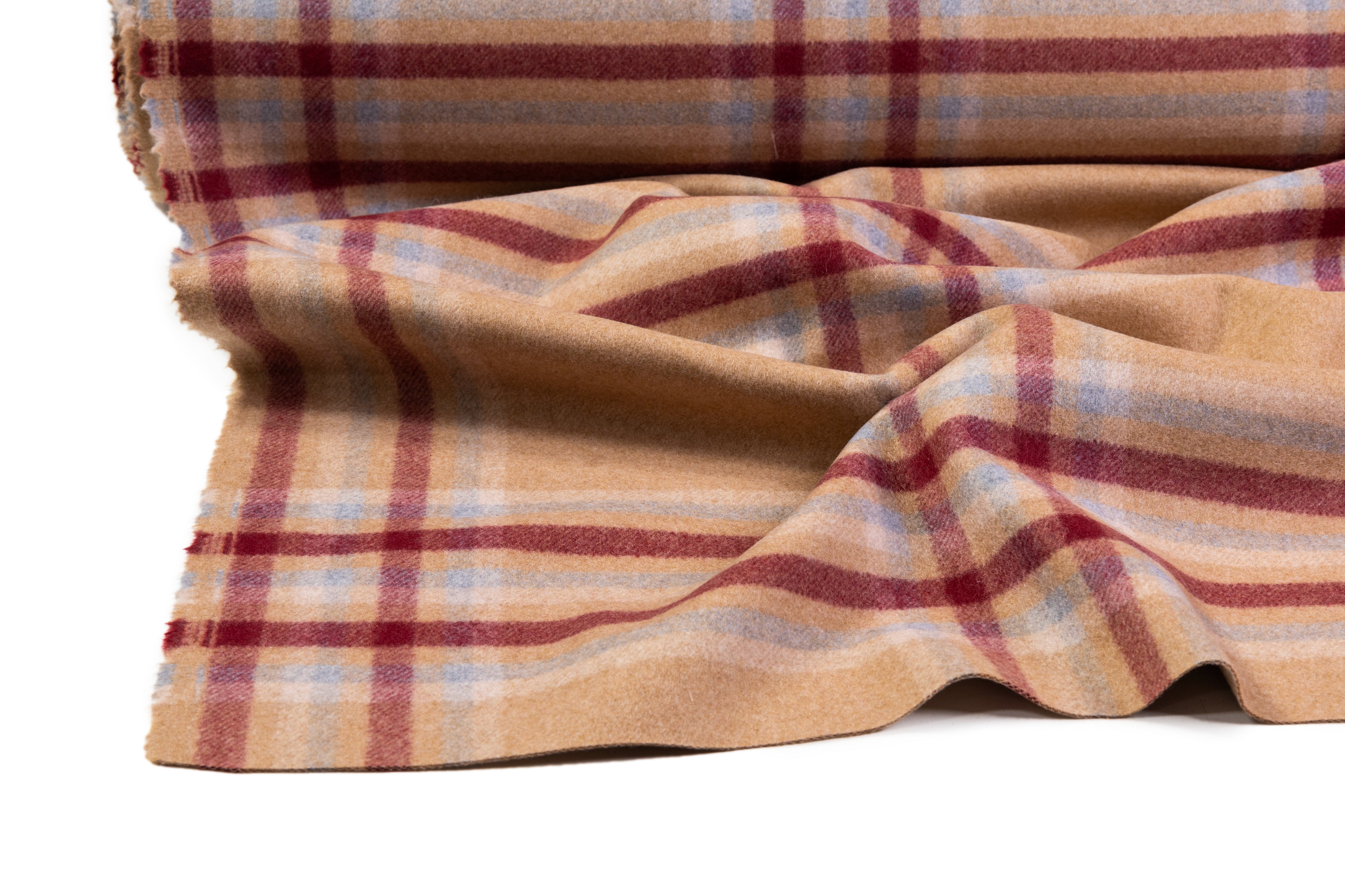 Loro Piana - Double Faced Italian Pure Cashmere Coating - Camel / Burgundy / Icy Blue
