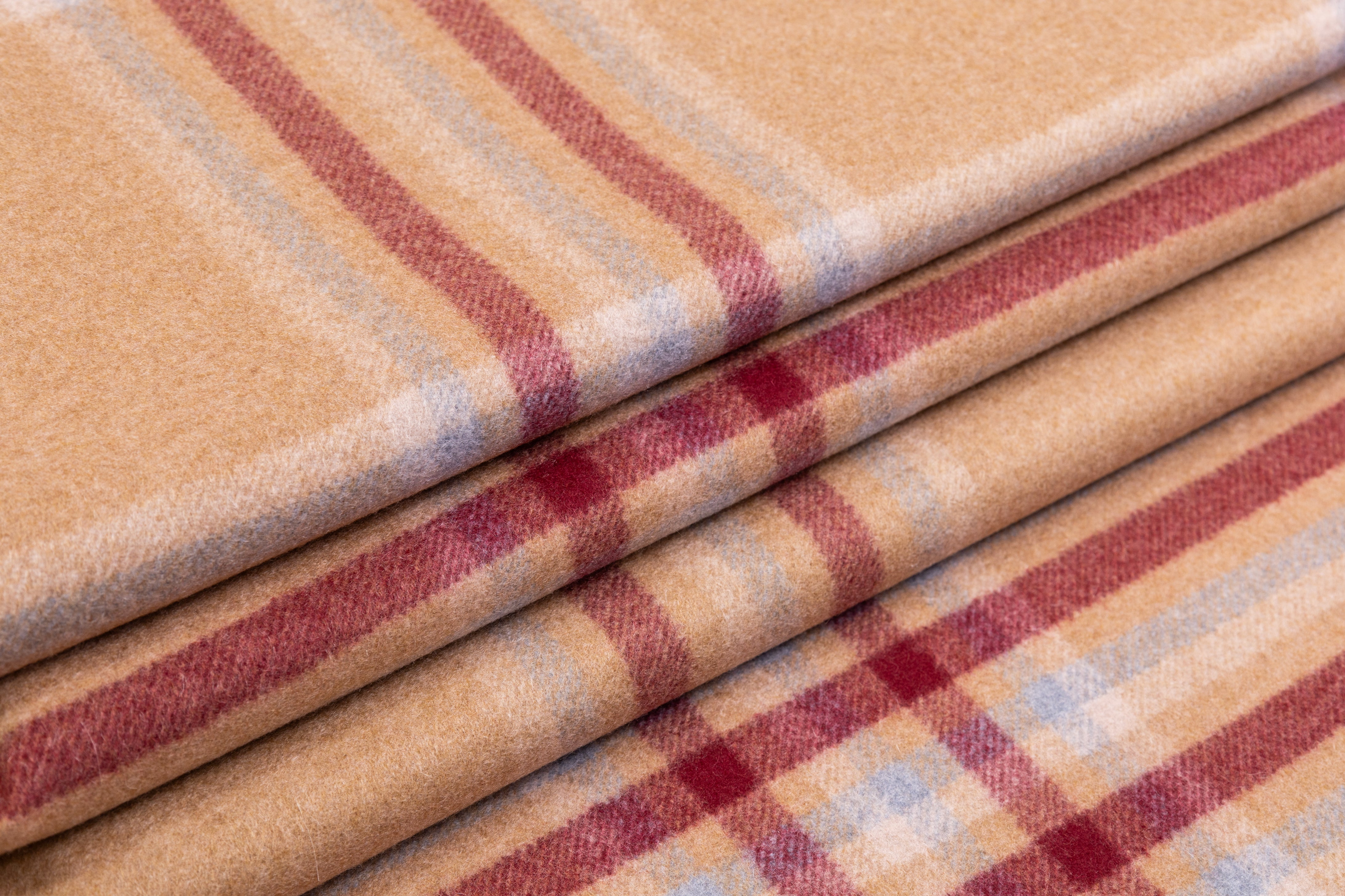 Loro Piana - Double Faced Italian Pure Cashmere Coating - Camel / Burgundy / Icy Blue