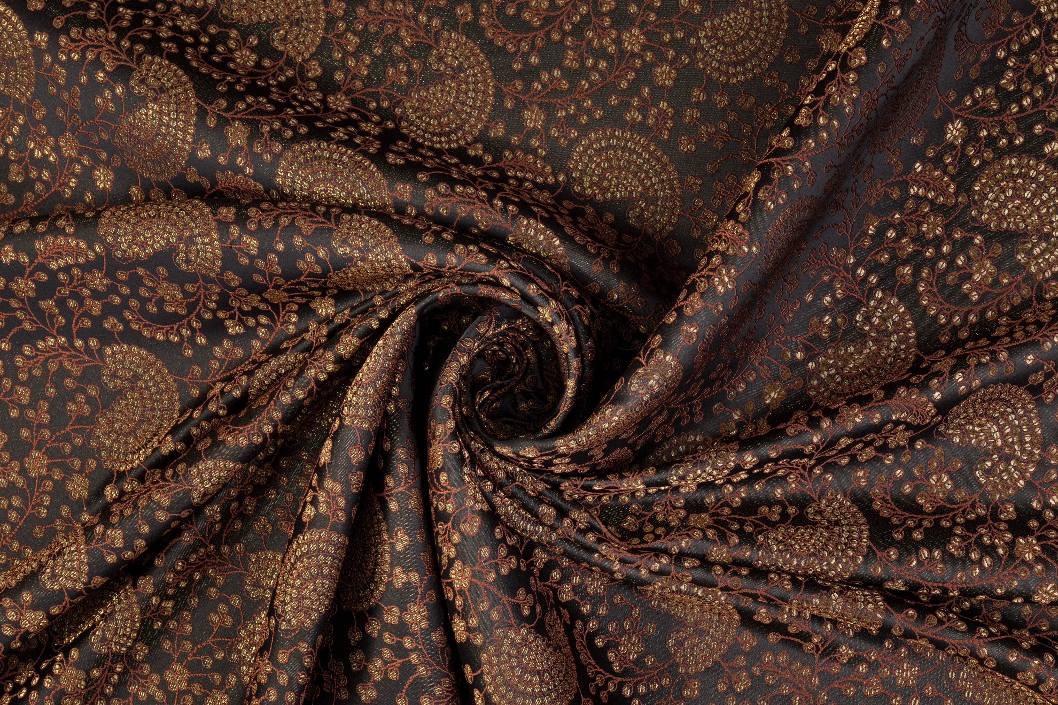 Metallic Scroll Brocade - Bronze / Gold