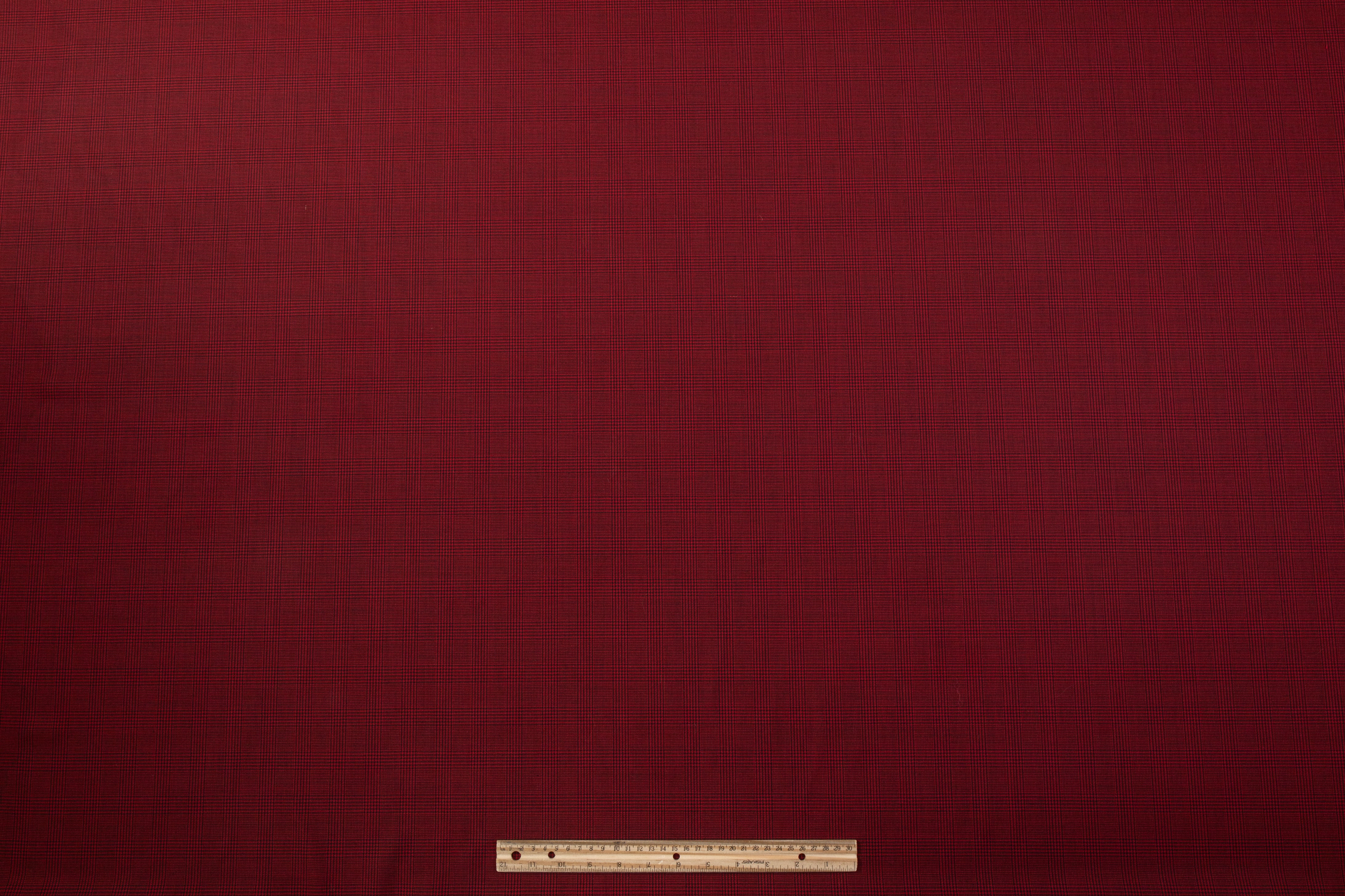 Glen Check Italian Wool Suiting - Black / Red