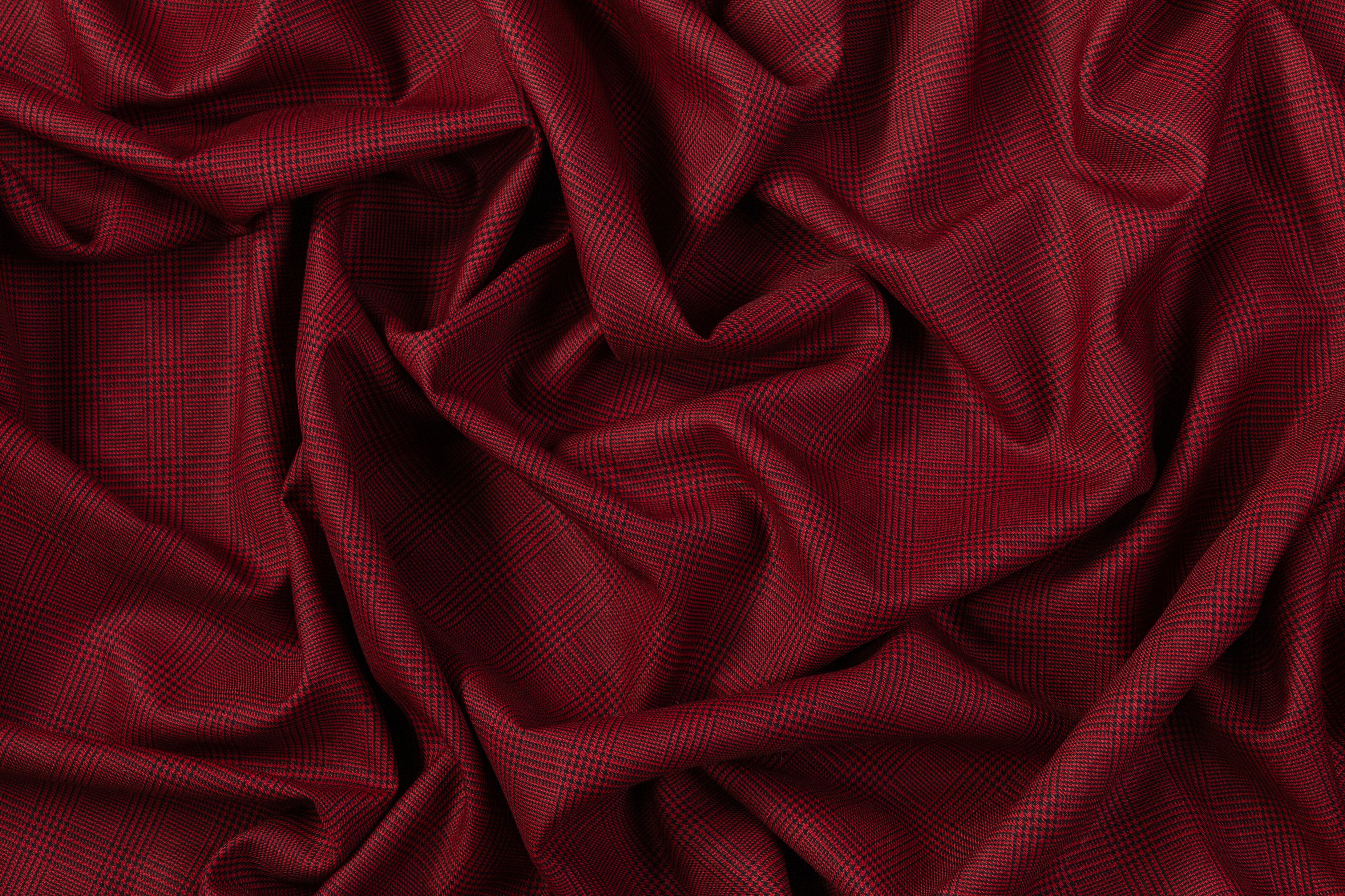 Glen Check Italian Wool Suiting - Black / Red