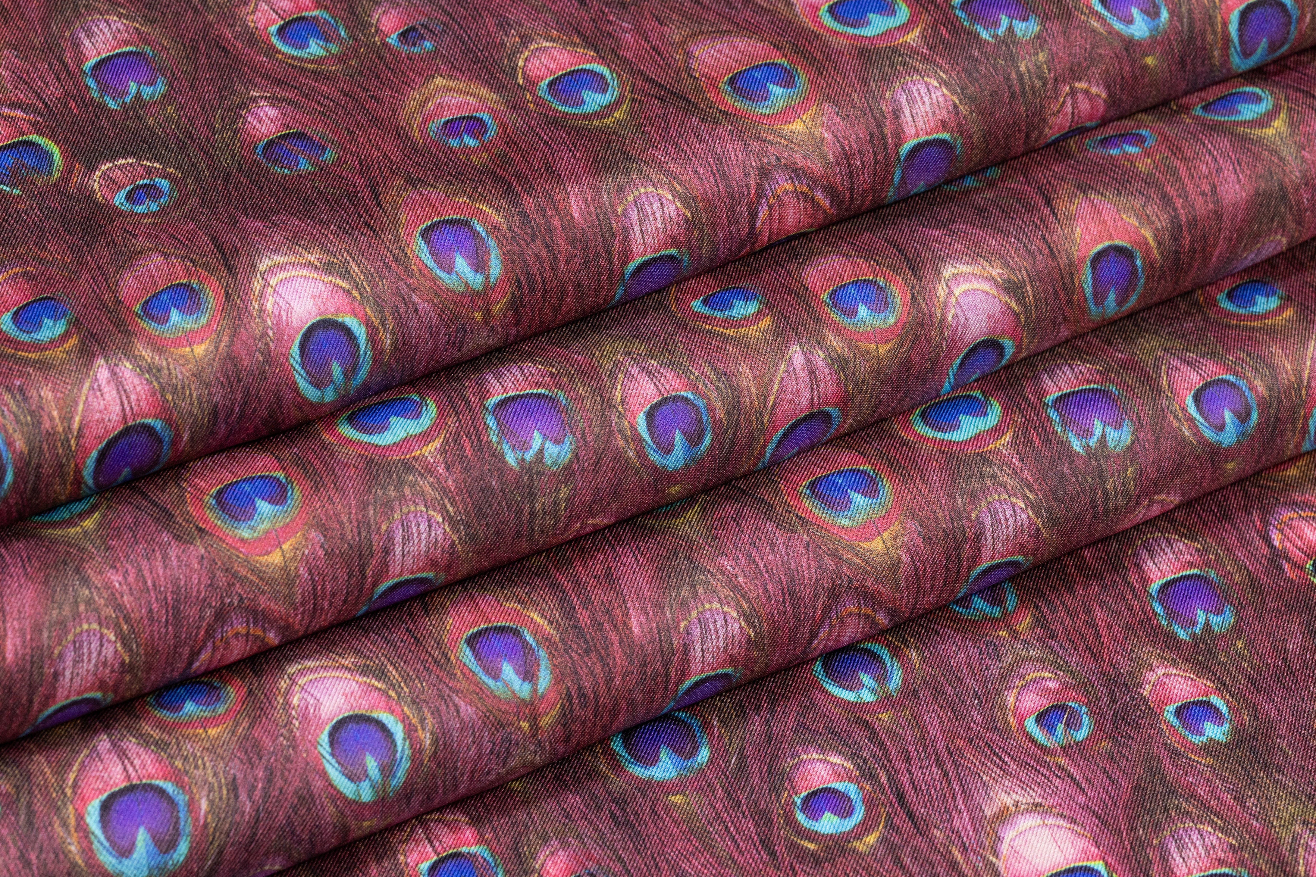 Peacock Italian Silk Twill - Dusty Rose / Blue