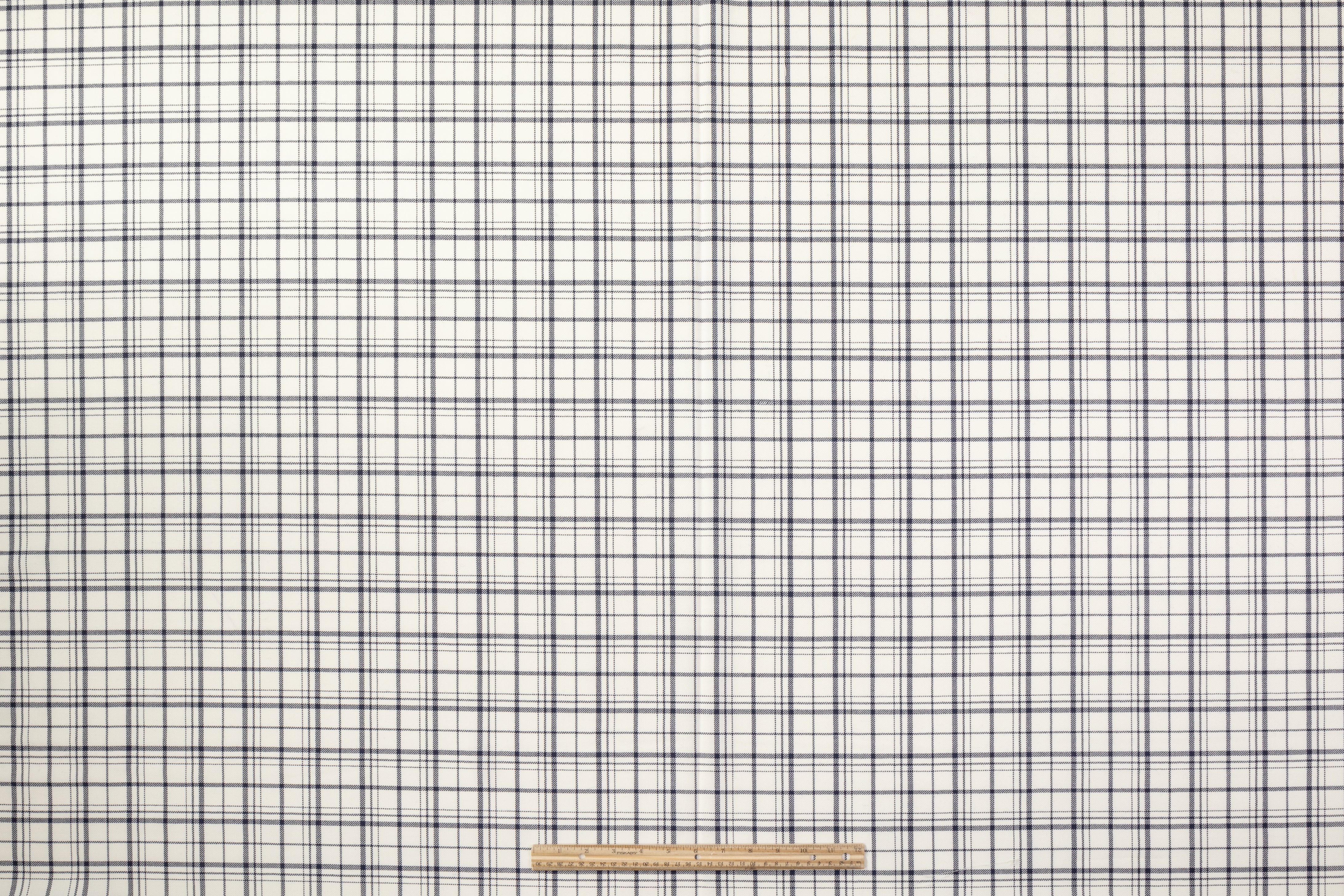 Tartan Italian Wool Suiting - Navy / White