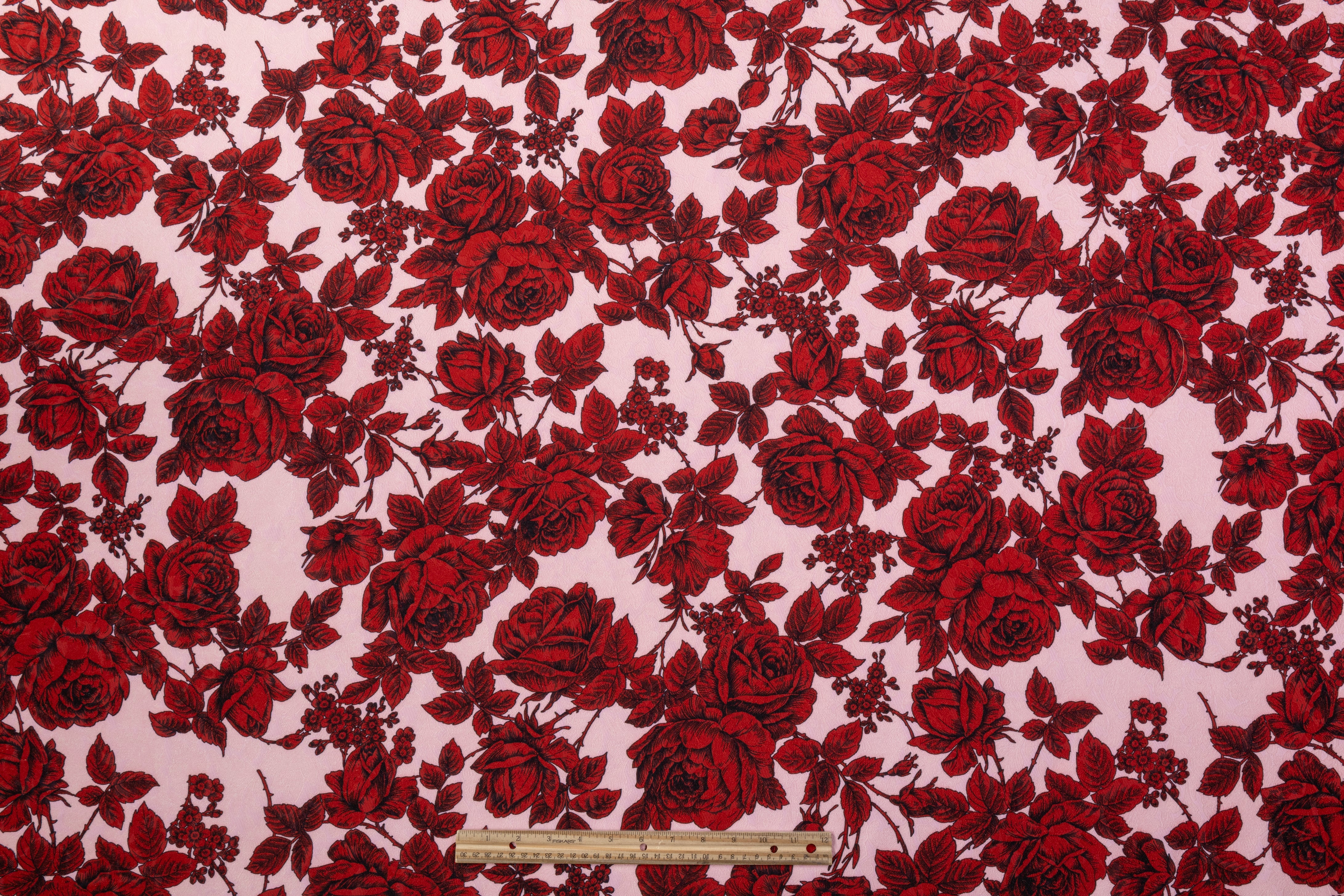 Emanuel Ungaro - Printed Silk Wool Brocade - Pink / Maroon