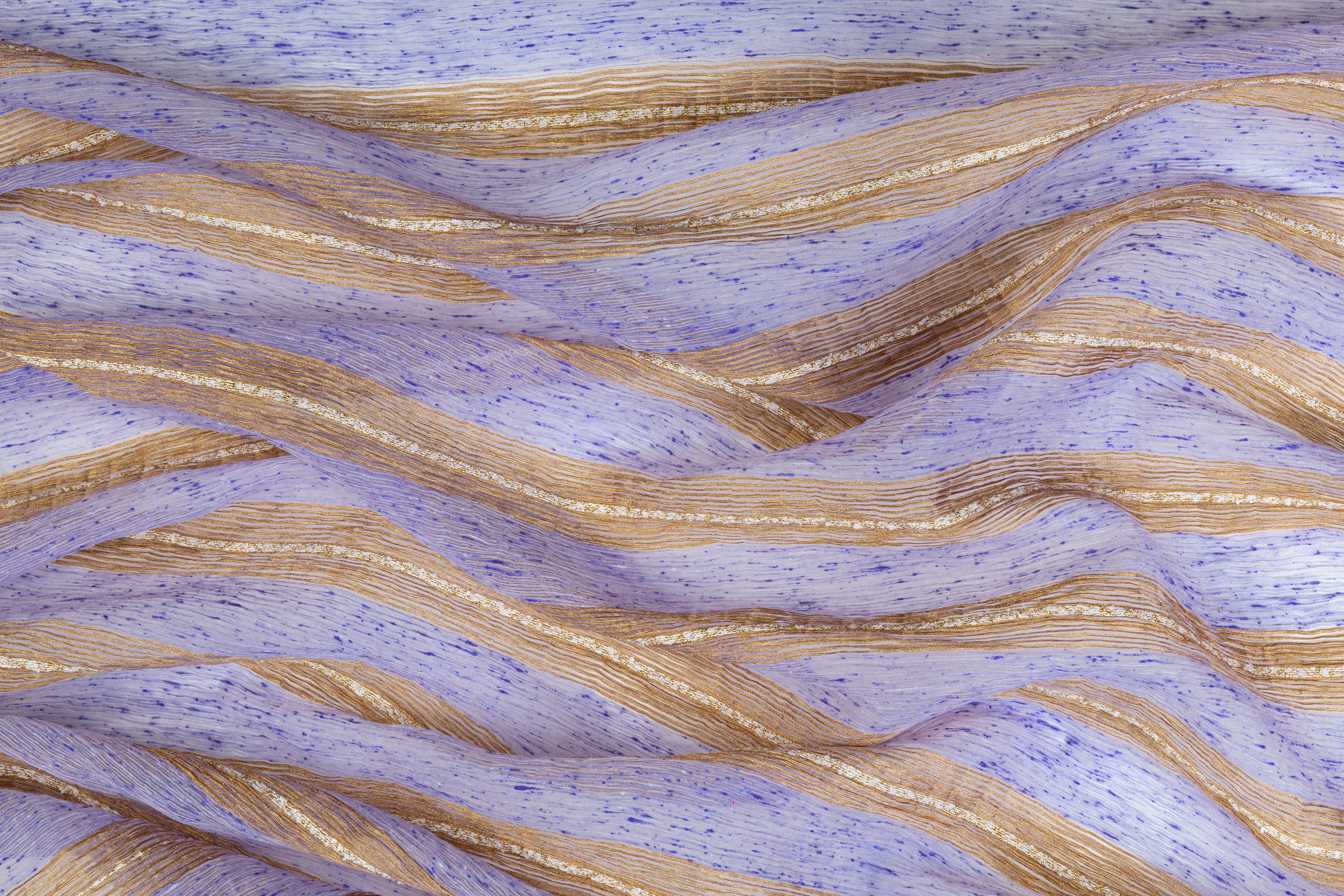 Crushed Metallic Organza - Periwinkle / Copper