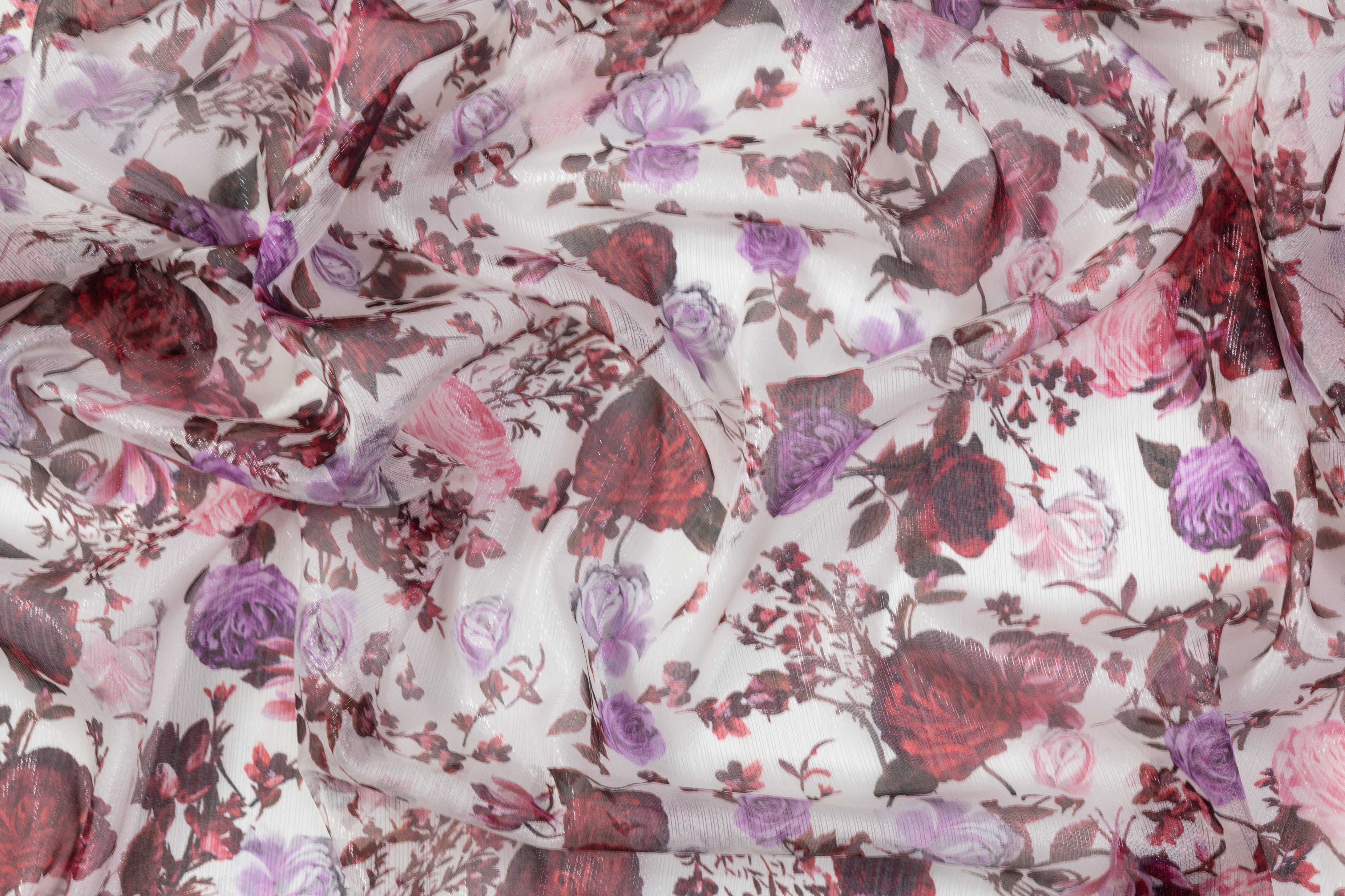 Emanuel Ungaro - Silk Chiffon Lamé - Burgundy / Pink / Purple