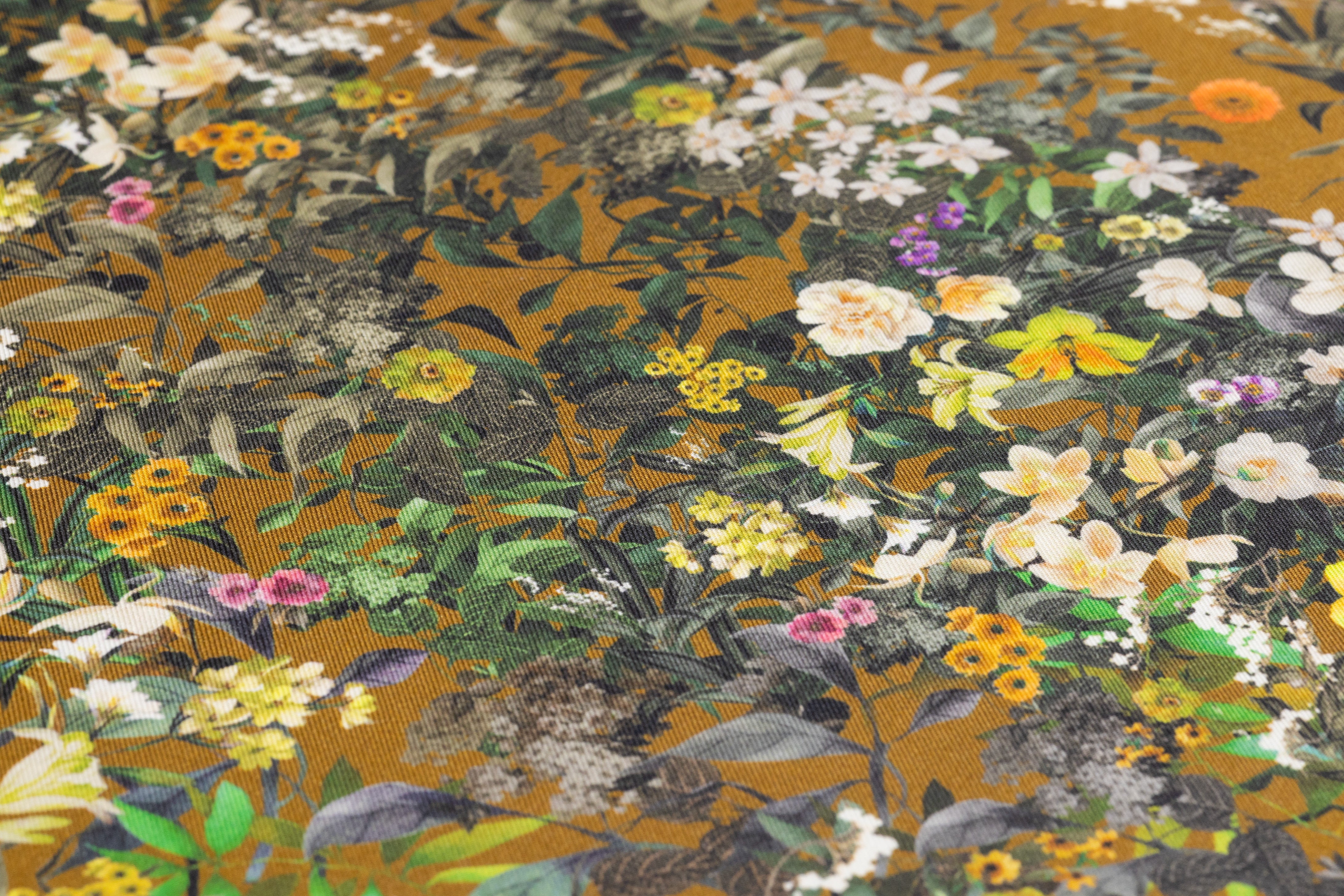 Floral Italian Silk Twill - Brown