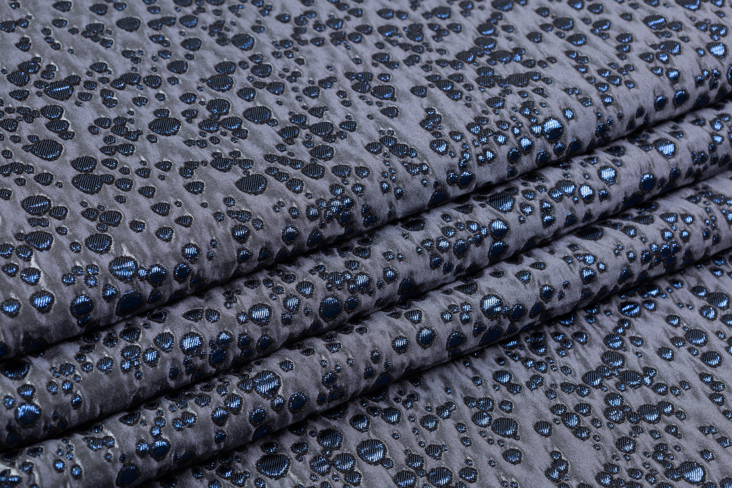 Crushed Metallic Italian Dot Brocade - Gray / Blue