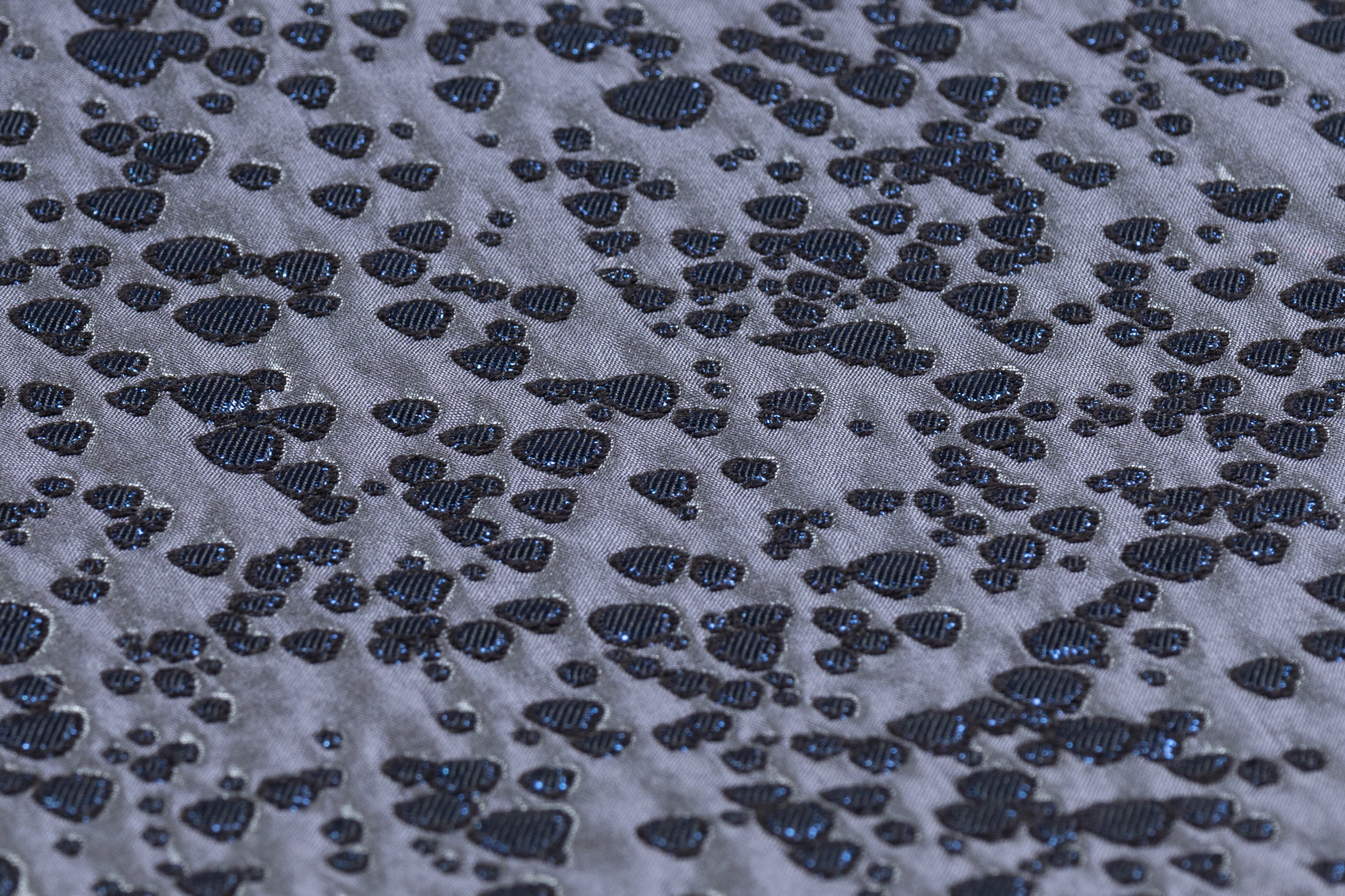 Crushed Metallic Italian Dot Brocade - Gray / Blue