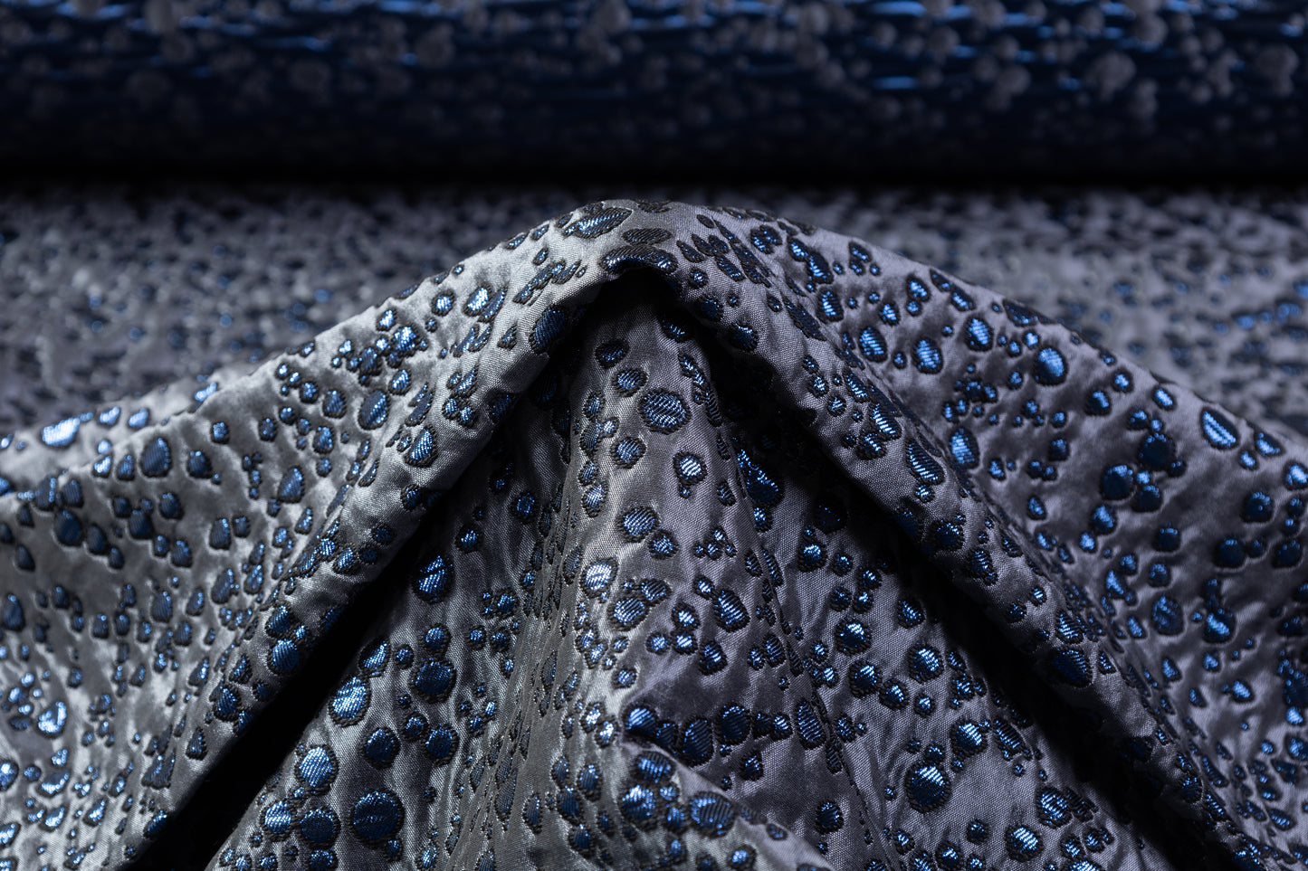 Crushed Metallic Italian Dot Brocade - Gray / Blue