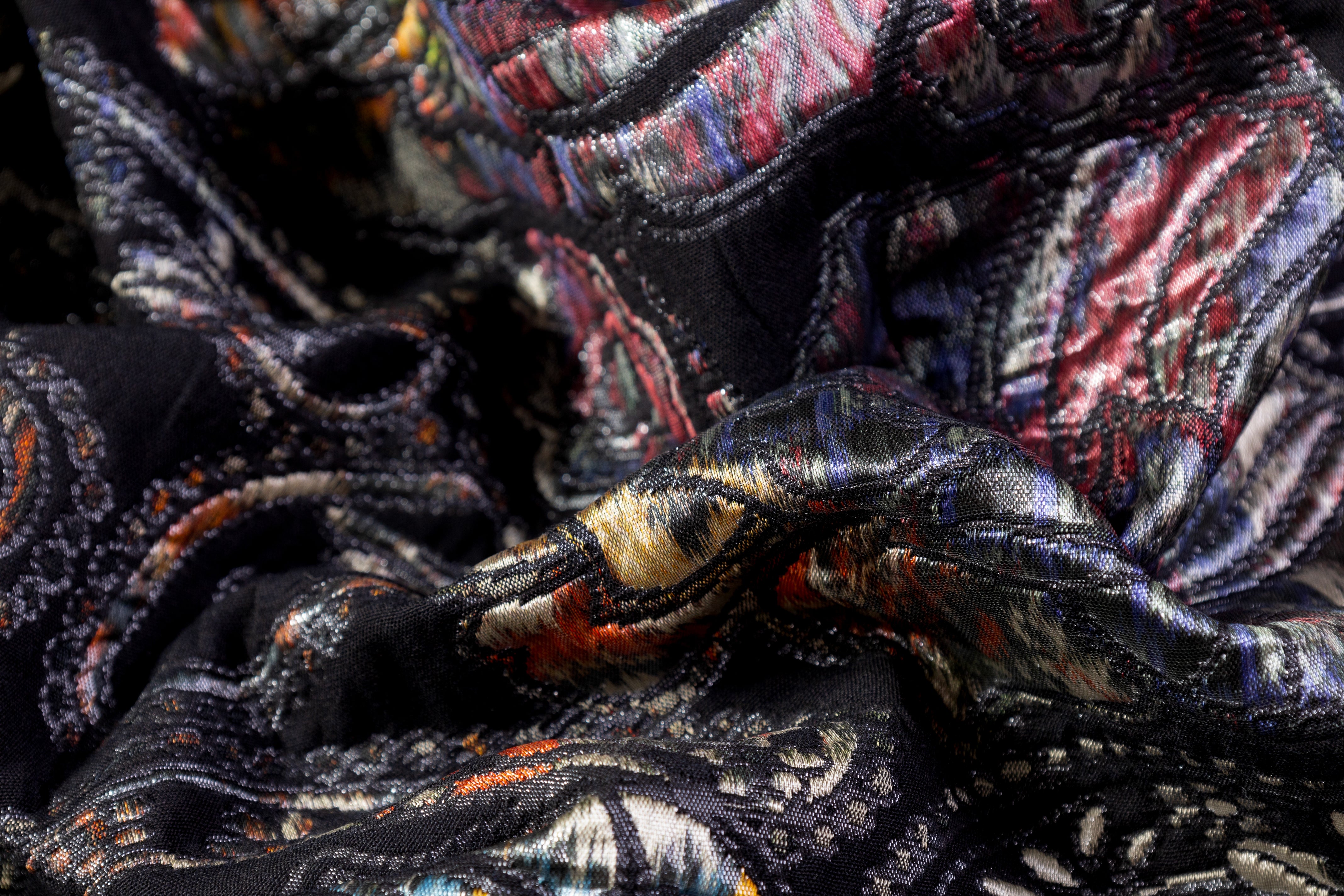 Paisley Floral Italian Chiné Brocade - Black / Multicolor