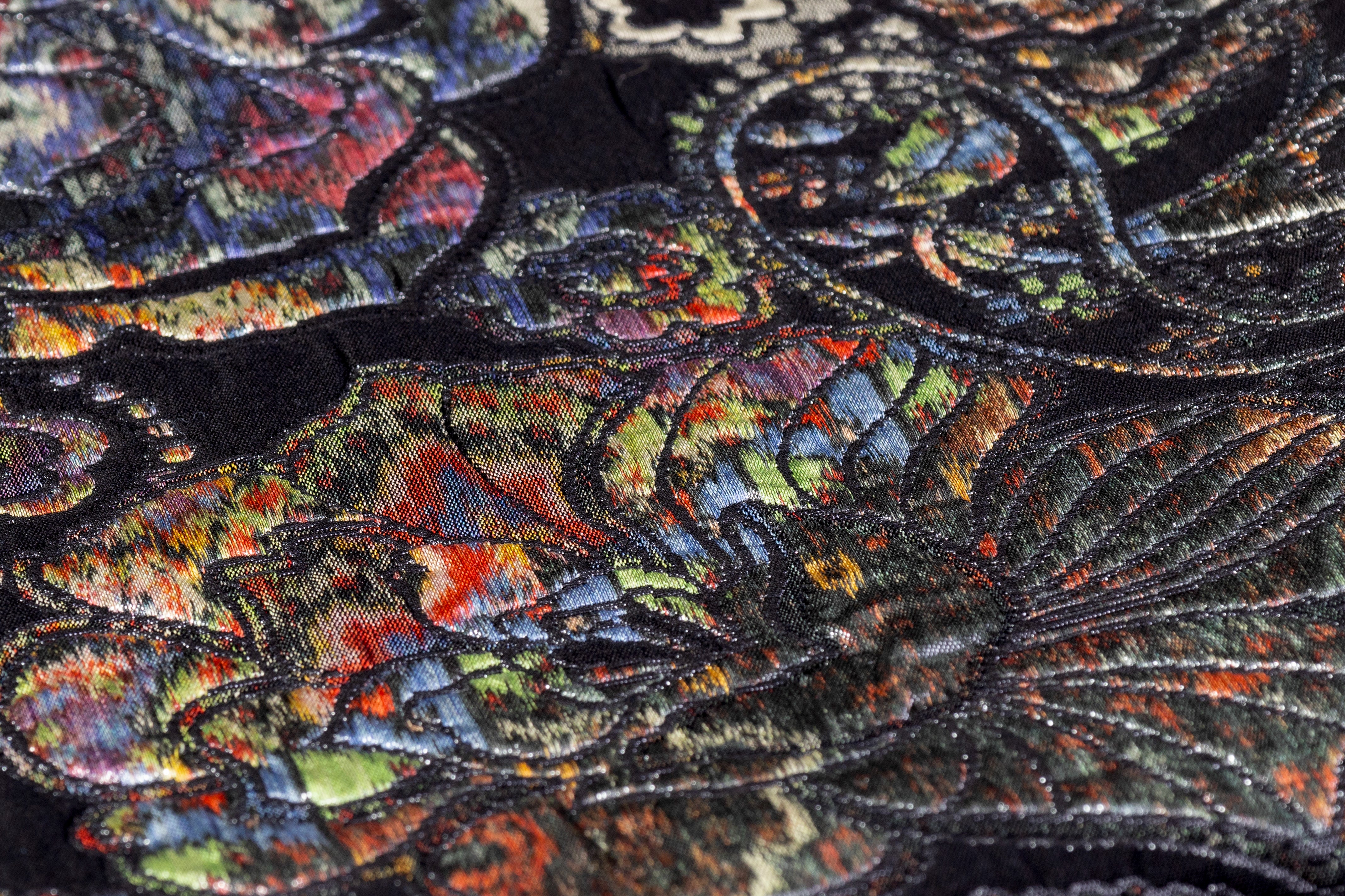 Paisley Floral Italian Chiné Brocade - Black / Multicolor