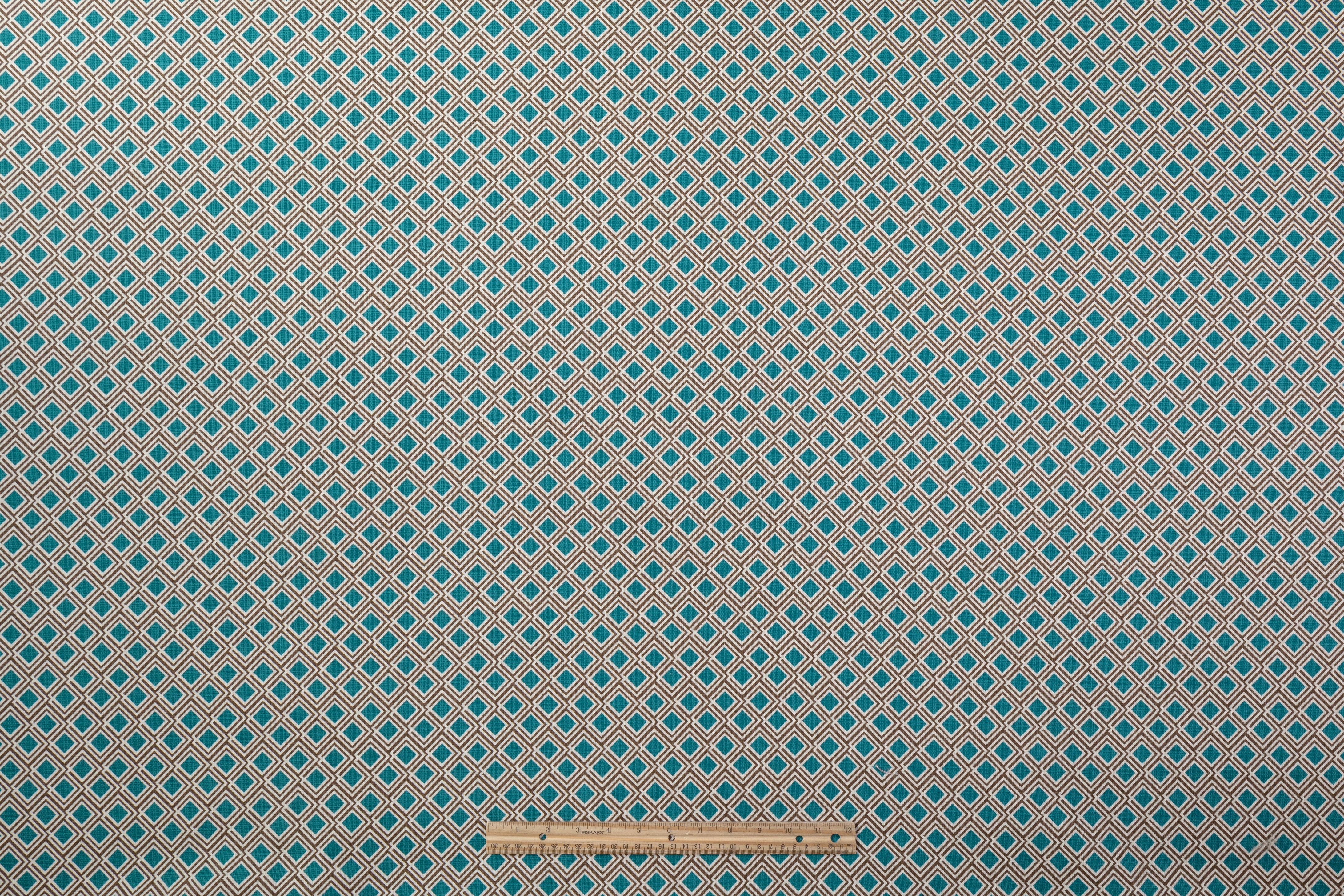 Max Mara - Textured Cotton Print - Teal / Brown / White