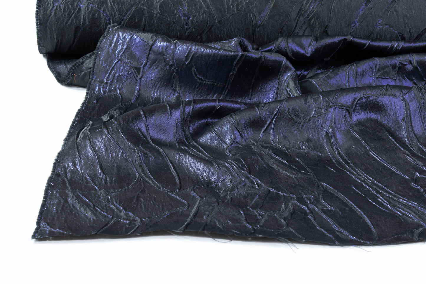 Abstract Metallic Silk Blend Cloqué Brocade - Navy / Black