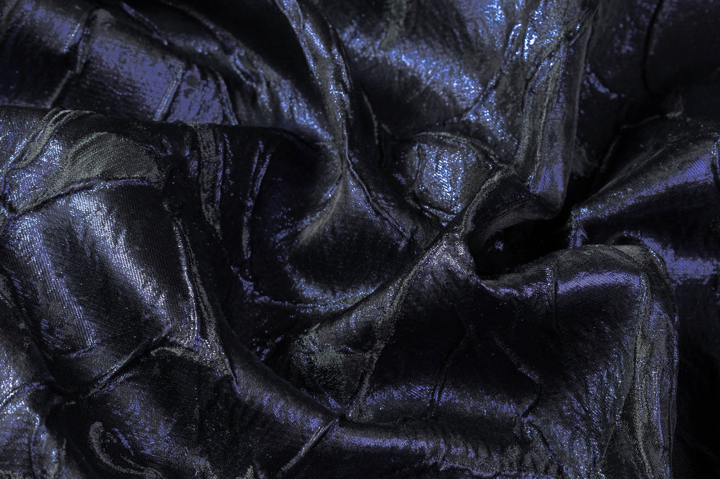Abstract Metallic Silk Blend Cloqué Brocade - Navy / Black