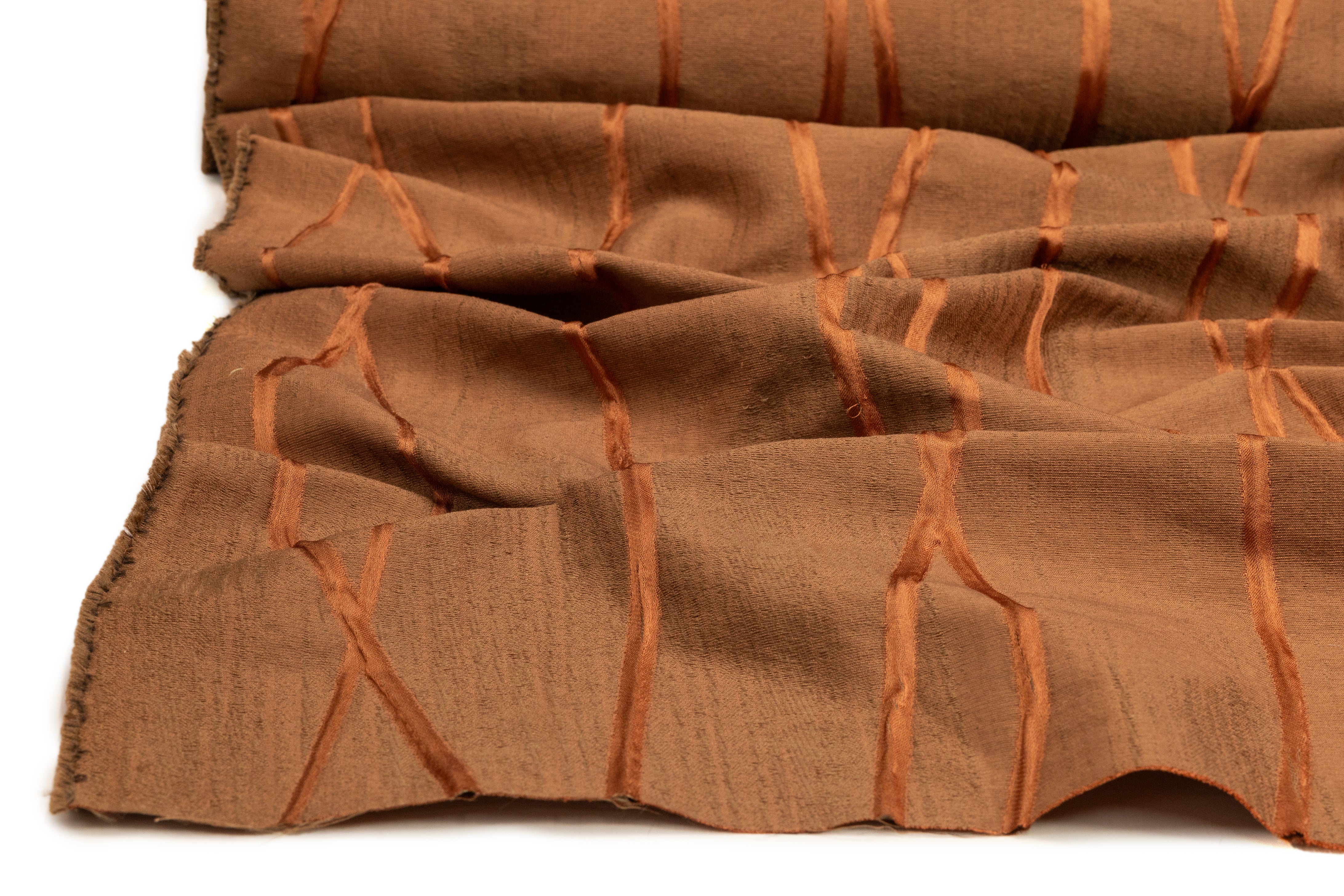 Abstract Italian Silk Blend Cloqué Brocade - Copper