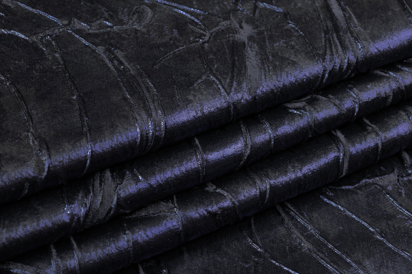 Abstract Metallic Silk Blend Cloqué Brocade - Navy / Black