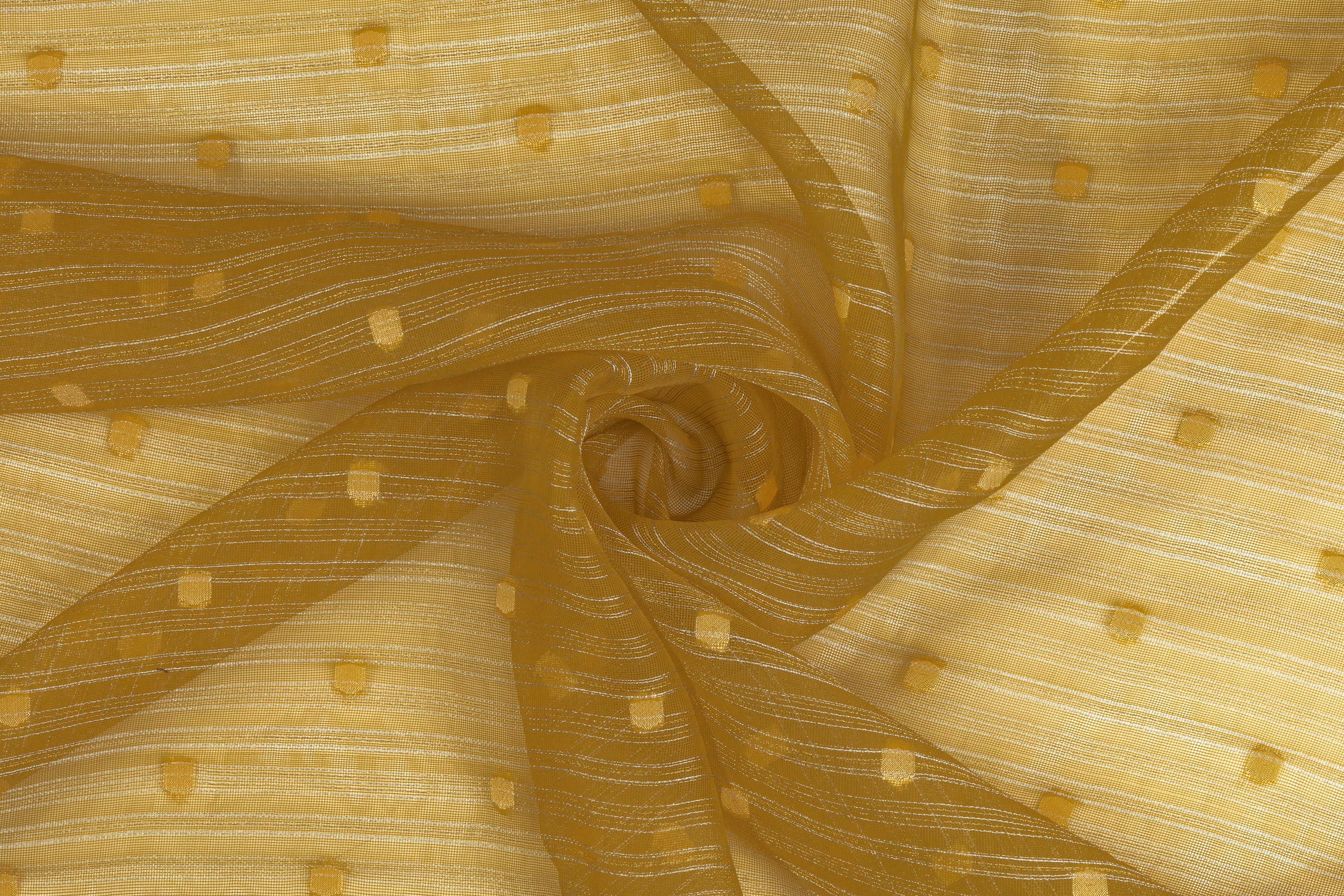 Metallic Striped Organza - Mustard Yellow