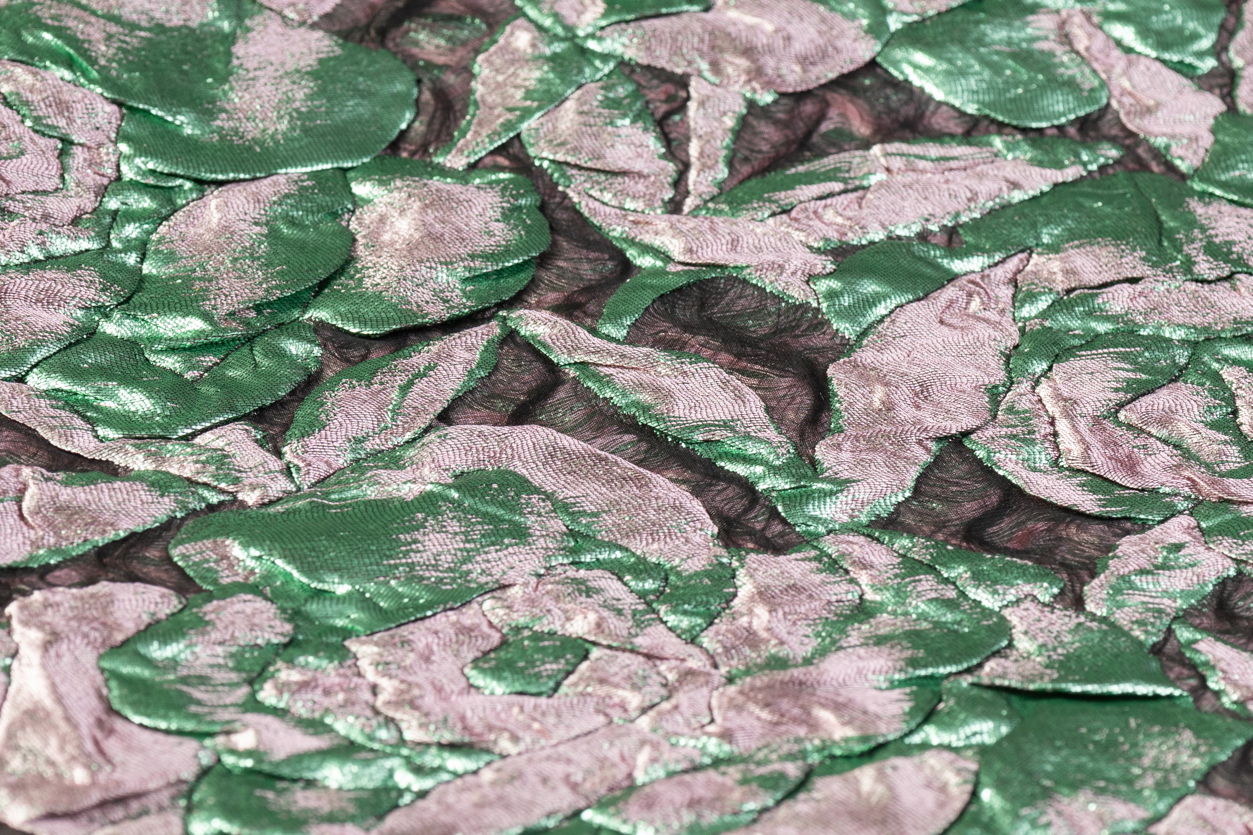 Floral Italian Silk Blend Découpé Brocade - Black / Green / Mauve