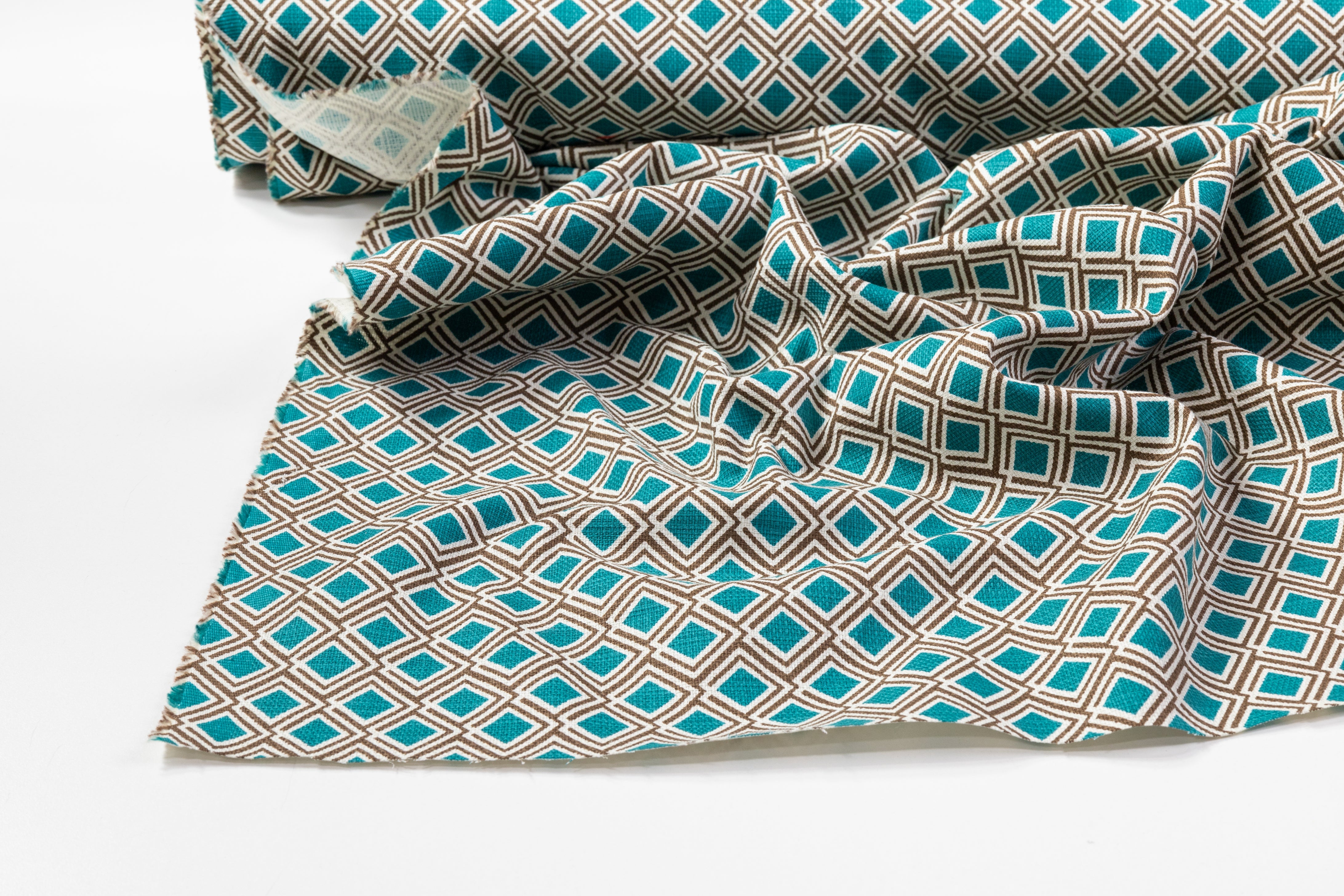 Max Mara - Textured Cotton Print - Teal / Brown / White
