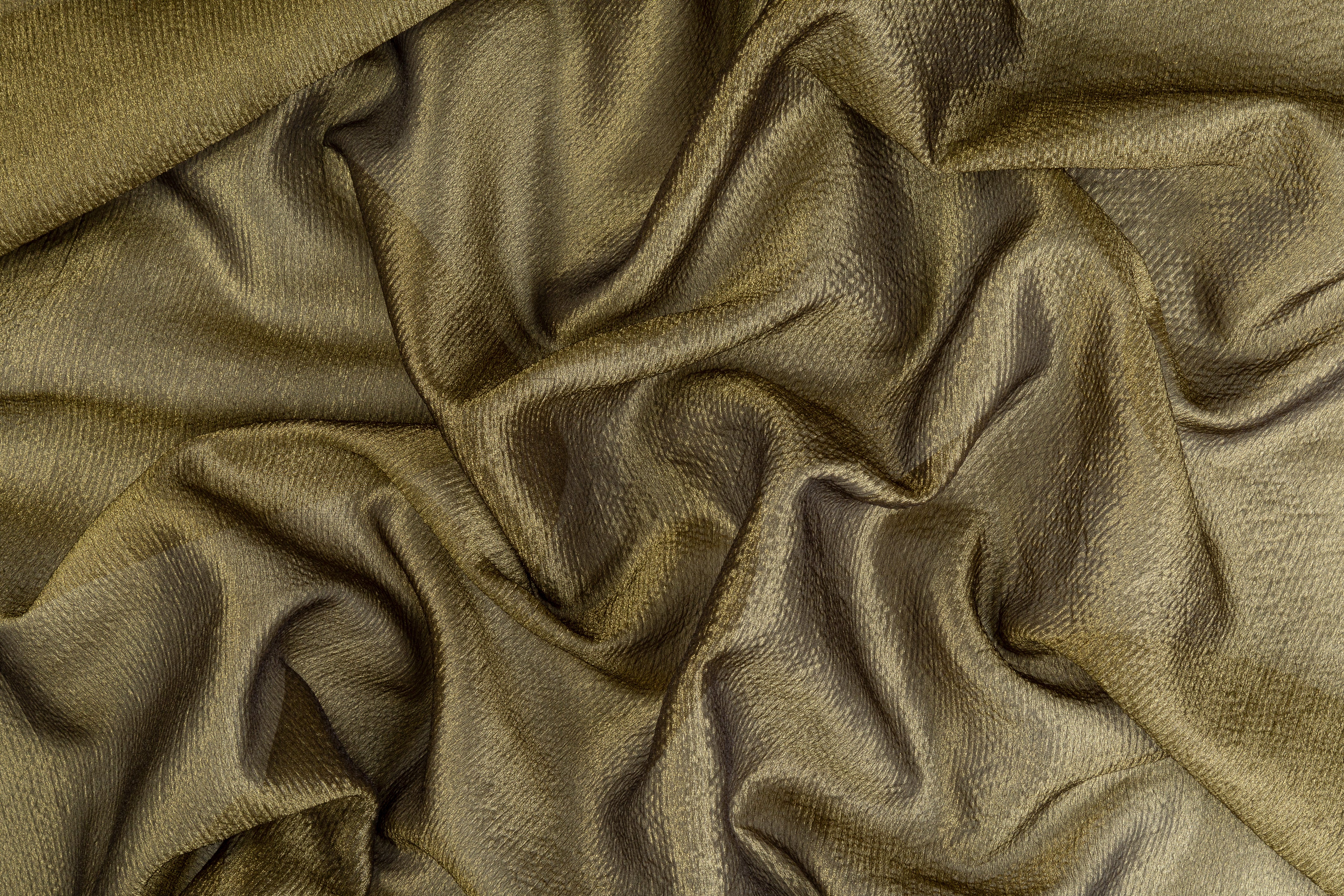 Crushed Metallic Iridescent Organza - Gold / Navy