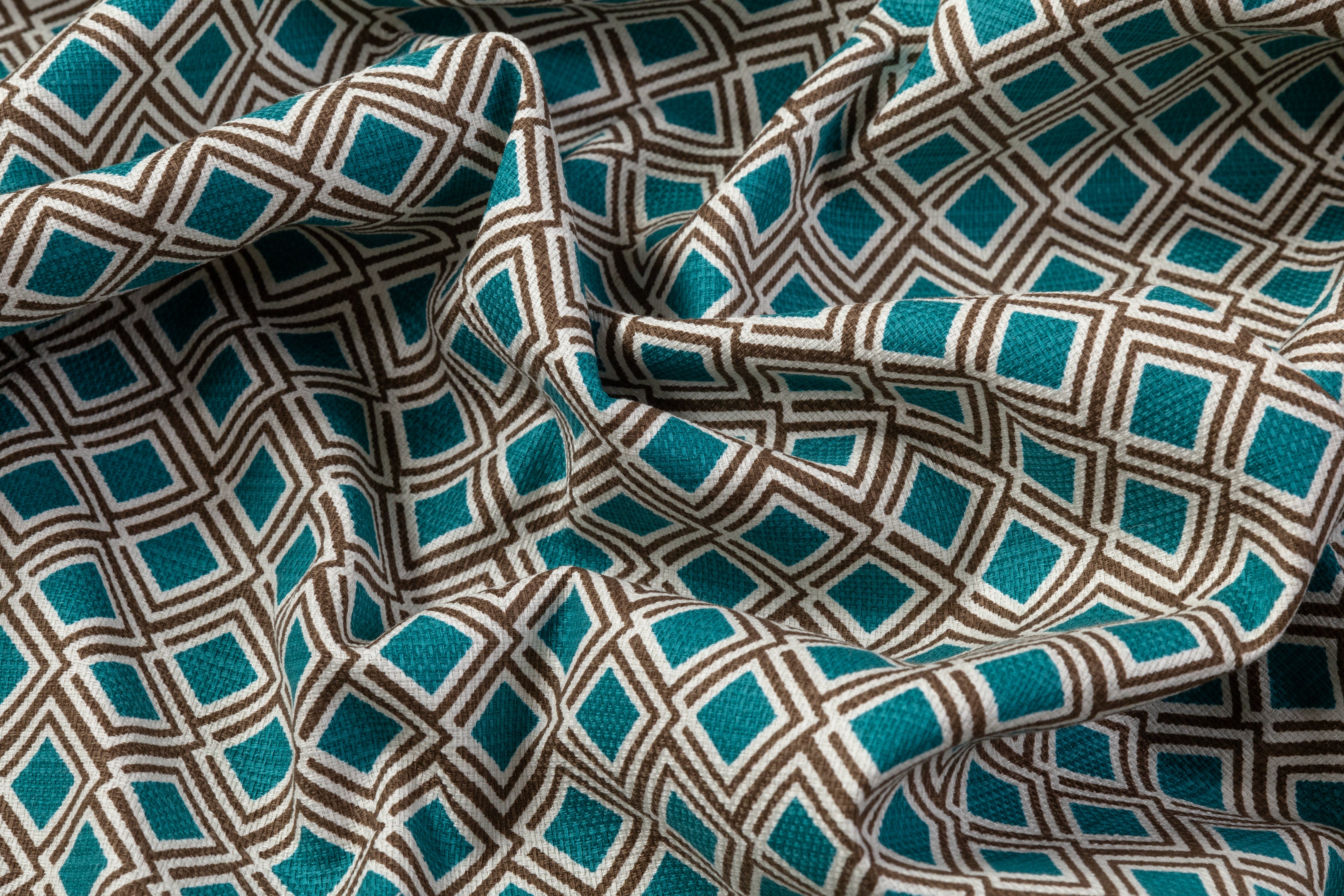 Max Mara - Textured Cotton Print - Teal / Brown / White