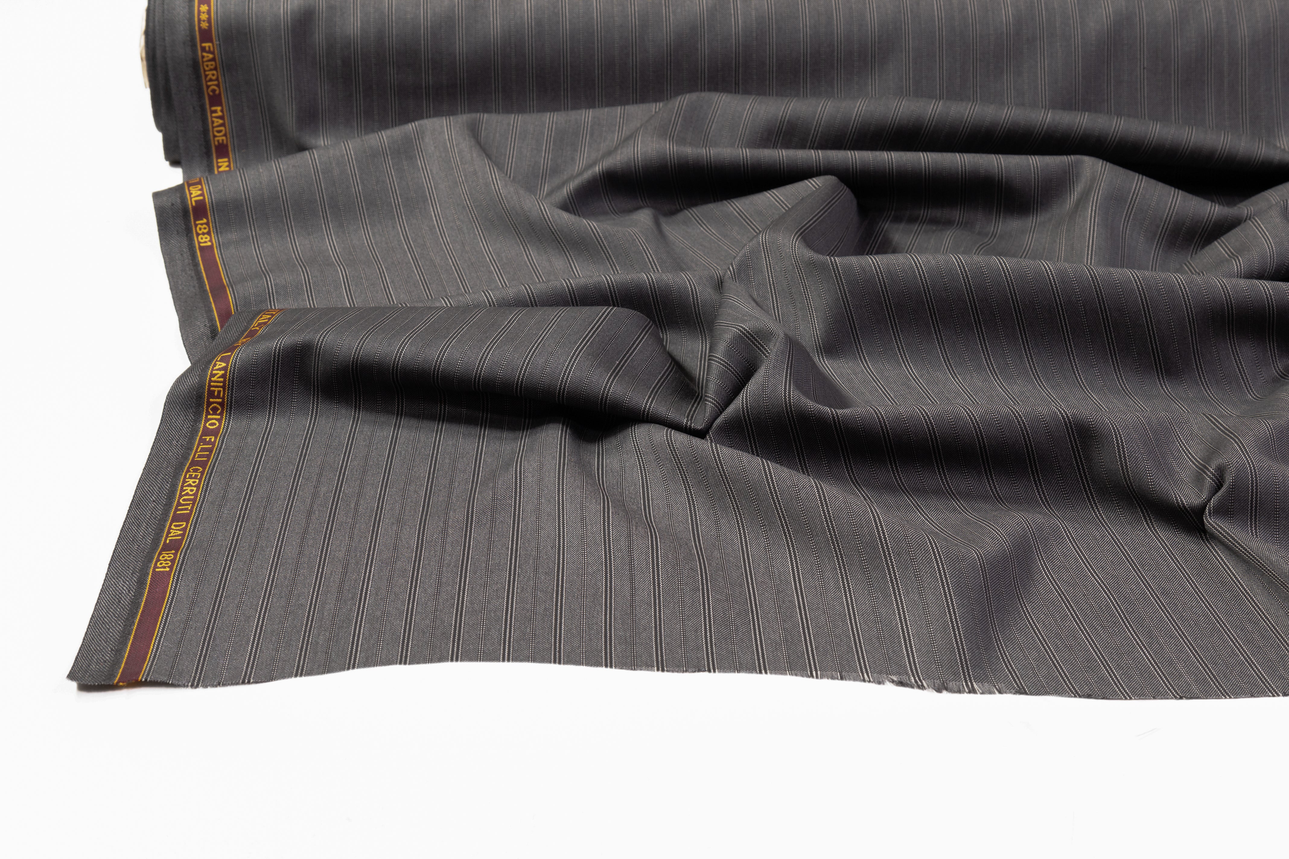 Cerruti - IPARTY Striped Italian Wool Suiting - Charcoal Gray