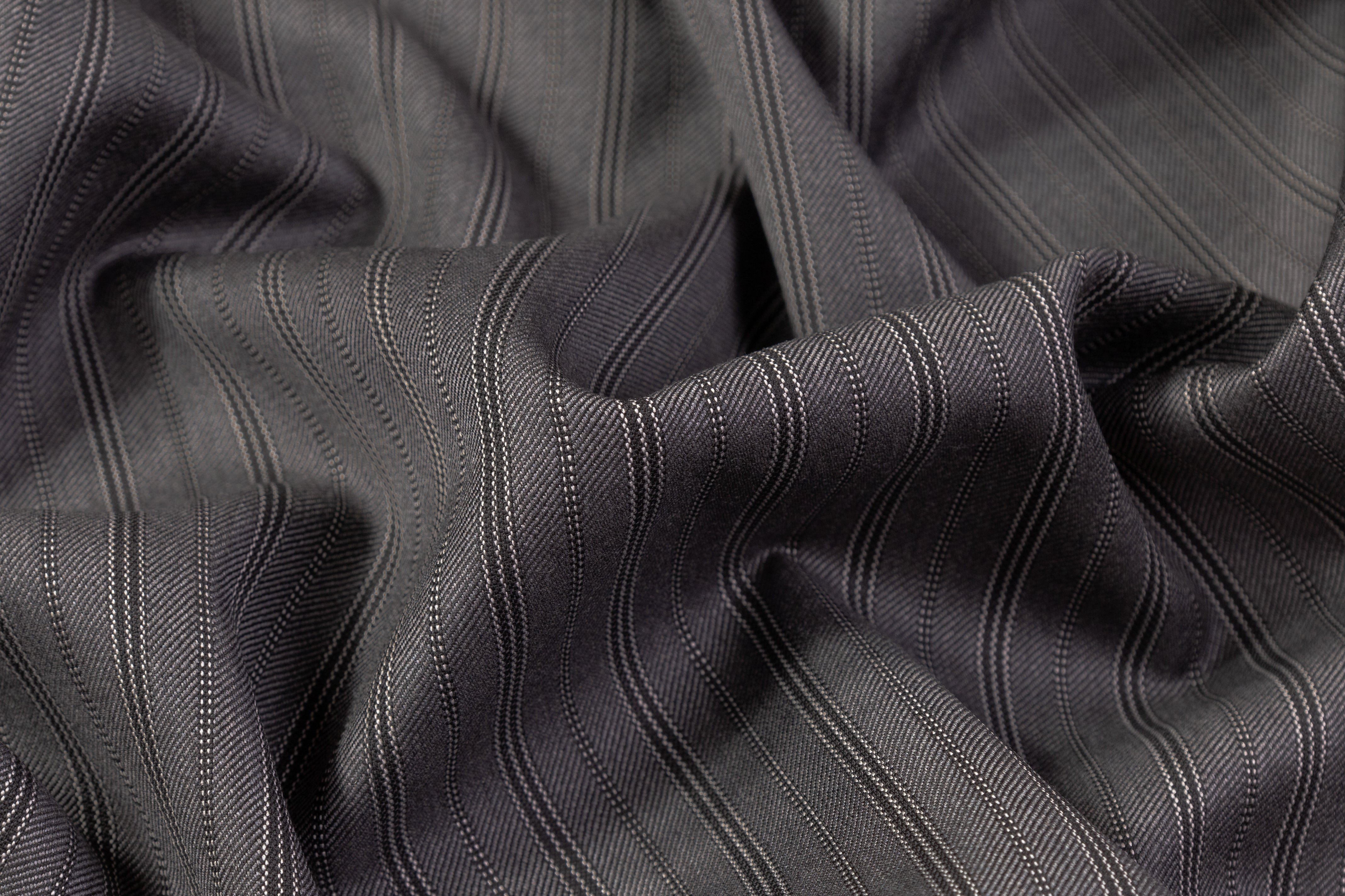 Cerruti - IPARTY Striped Italian Wool Suiting - Charcoal Gray