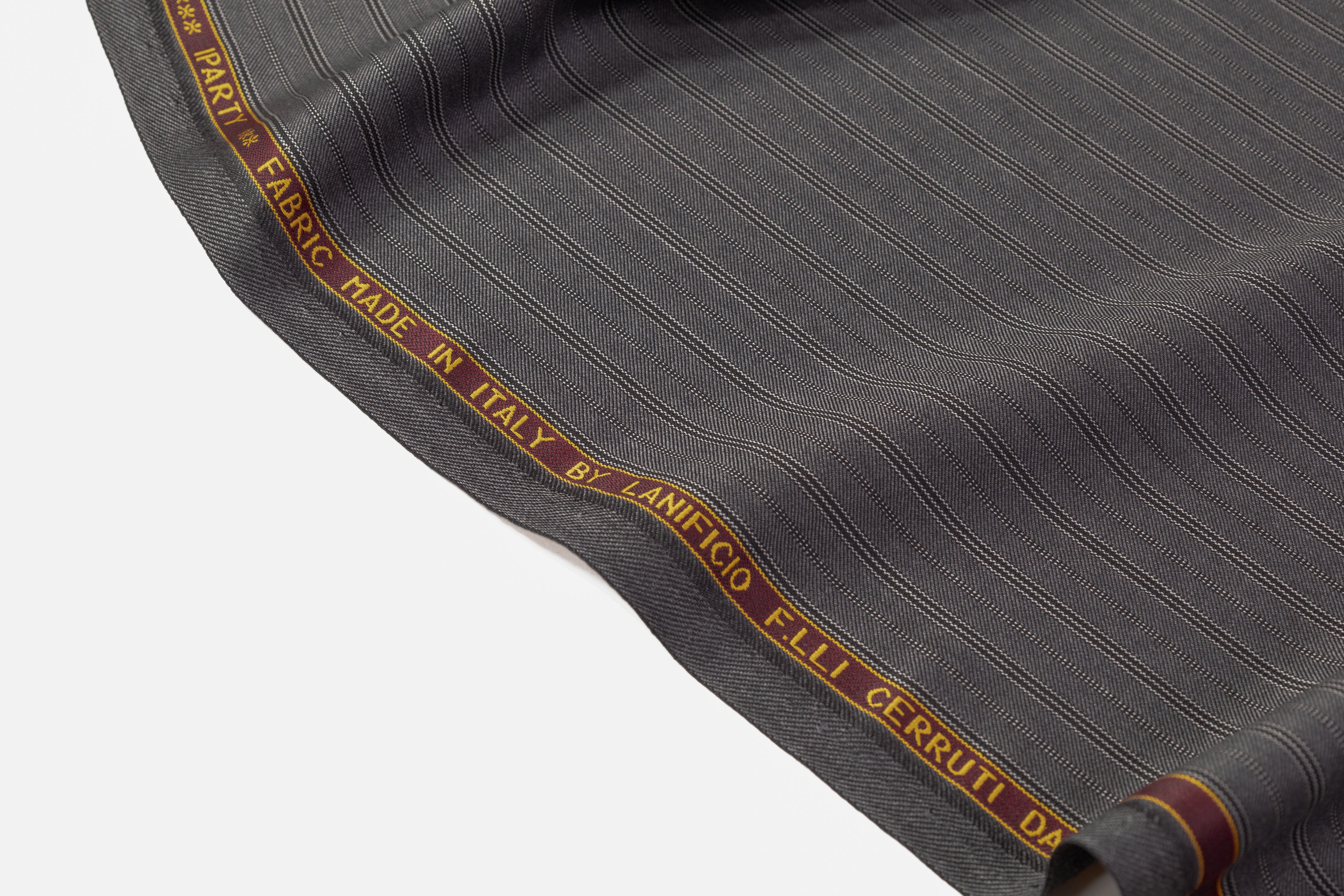 Cerruti - IPARTY Striped Italian Wool Suiting - Charcoal Gray