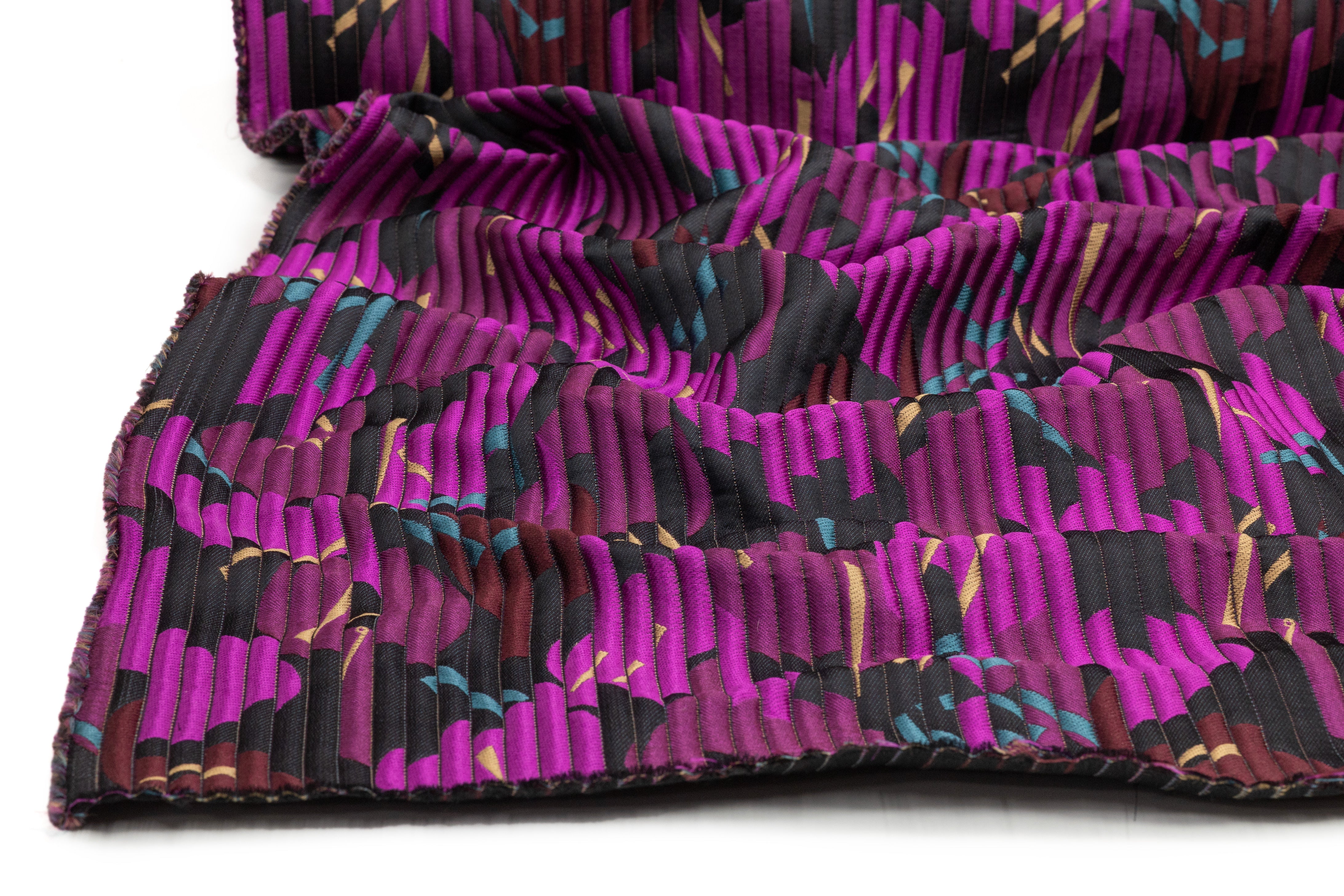 Abstract Ribbed Italian Brocade - Black / Purple