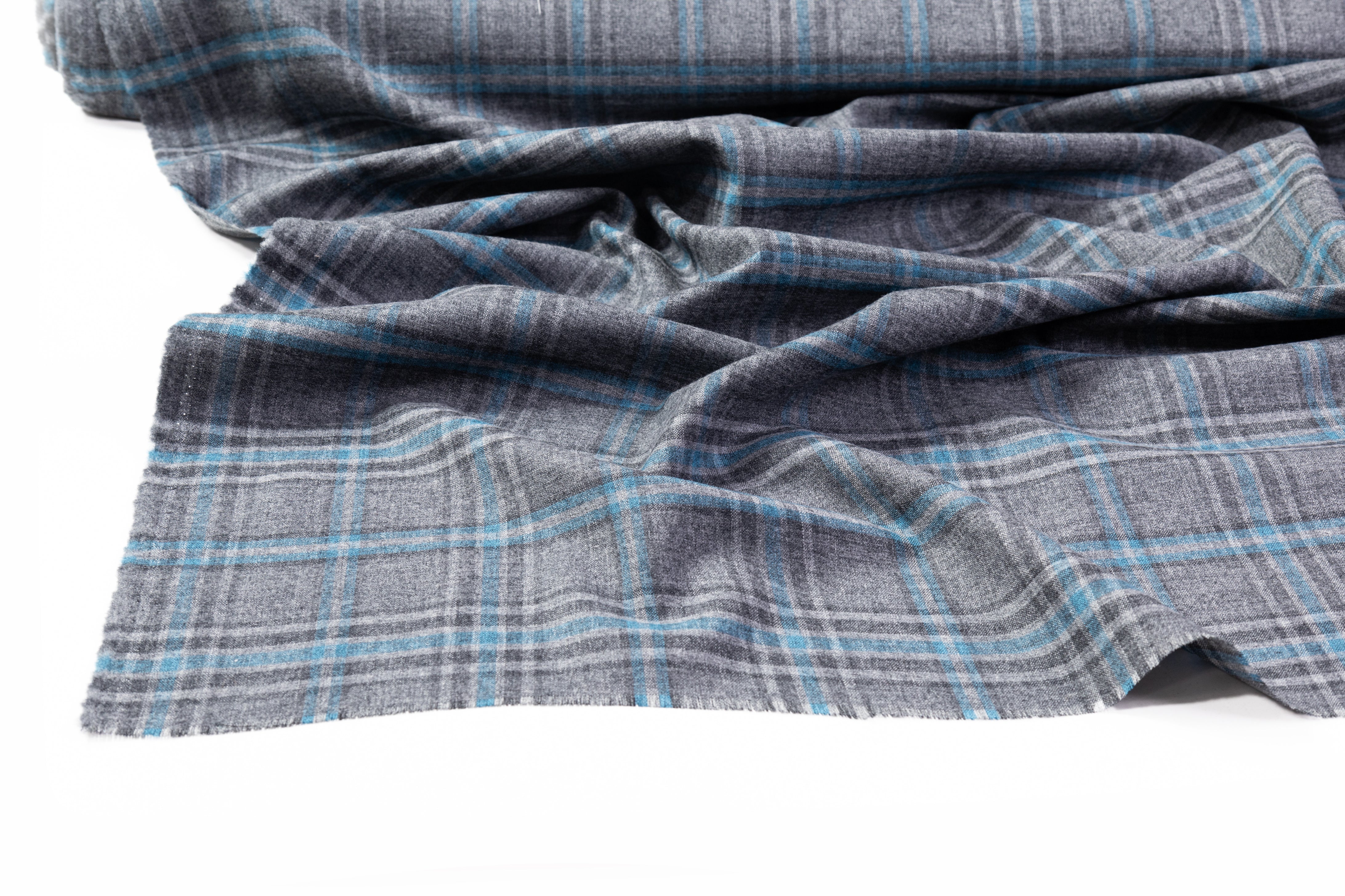 Reda - Checked Italian Wool Suiting - Gray / Blue