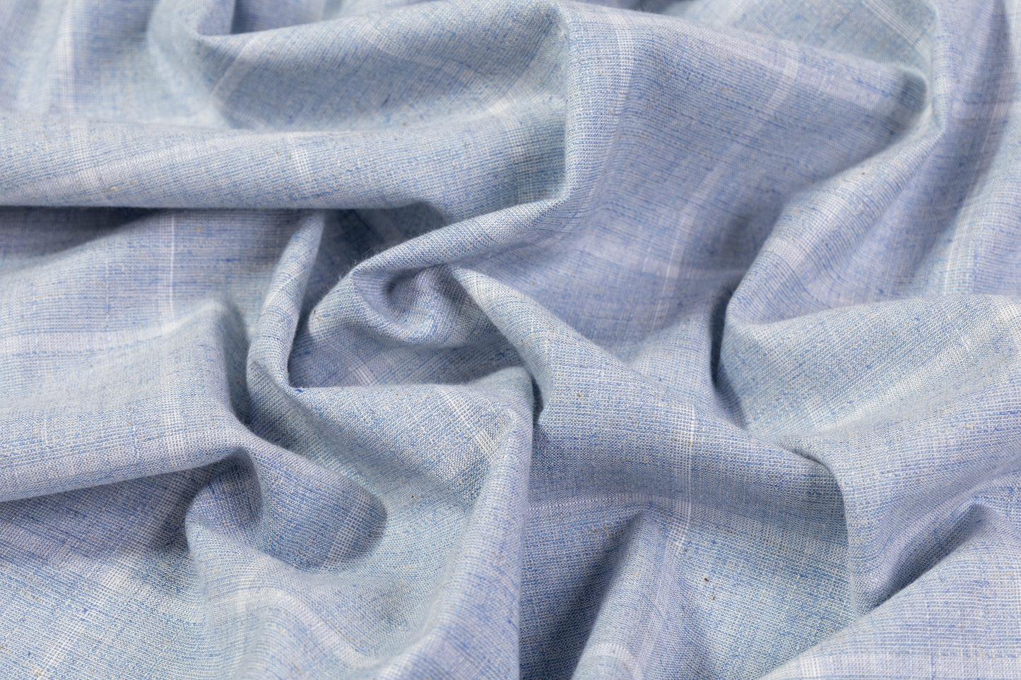 Windowpane Italian Cotton Linen Wool Suiting - Blue