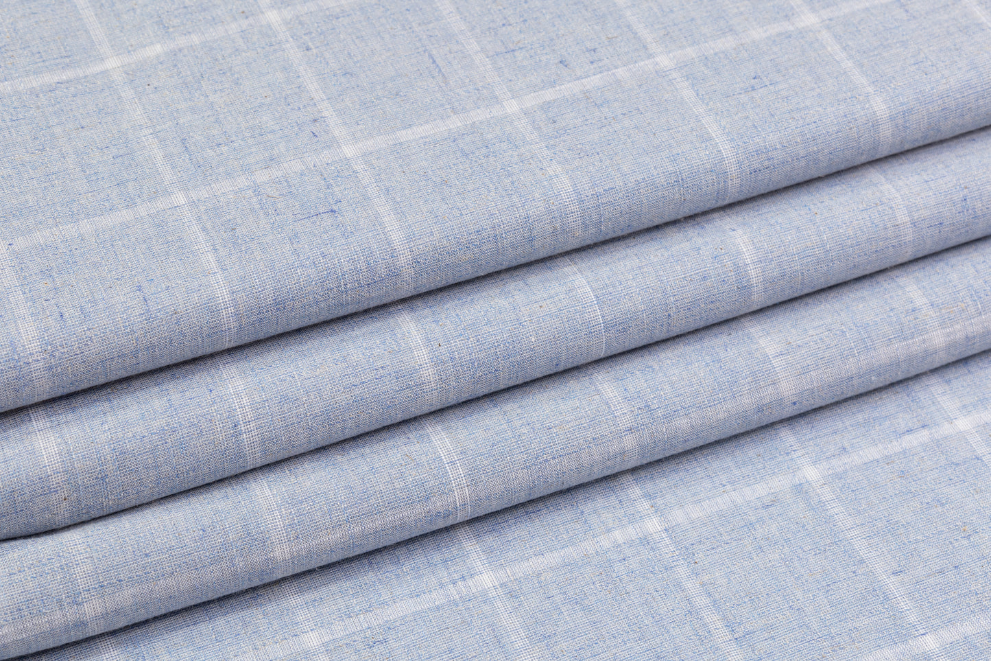 Windowpane Italian Cotton Linen Wool Suiting - Blue