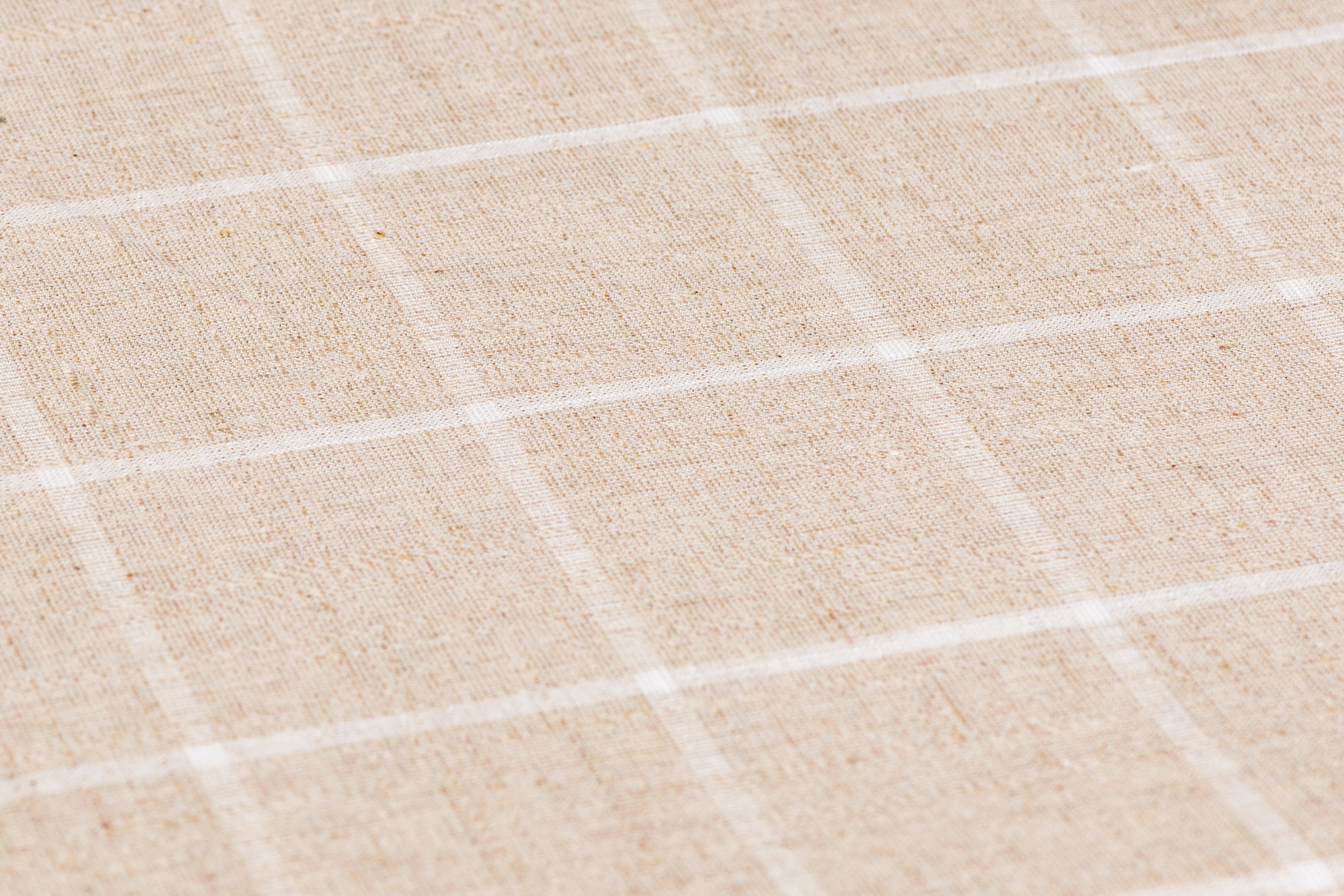 Windowpane Italian Cotton Linen Wool Suiting - Beige