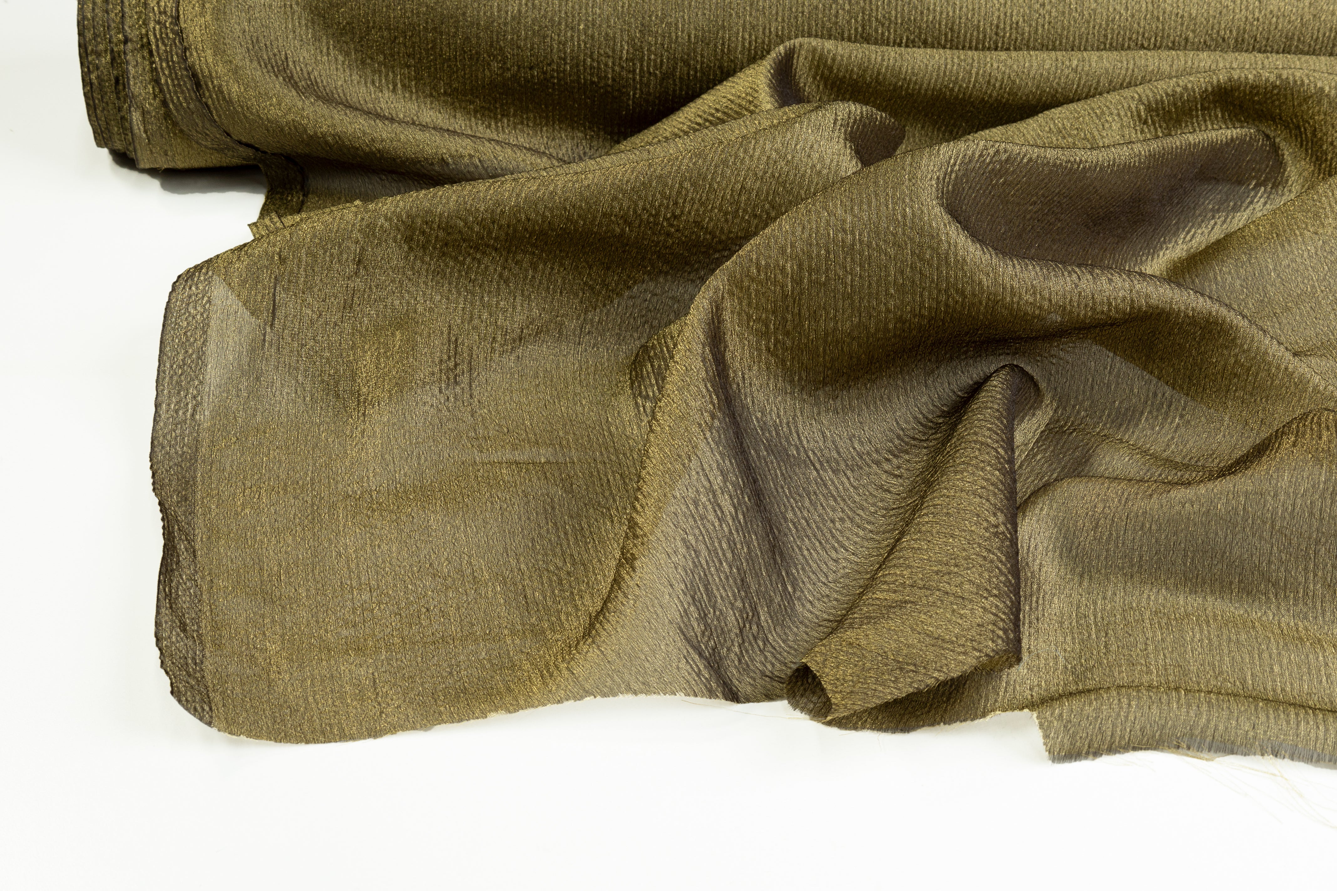 Crushed Metallic Iridescent Organza - Gold / Navy