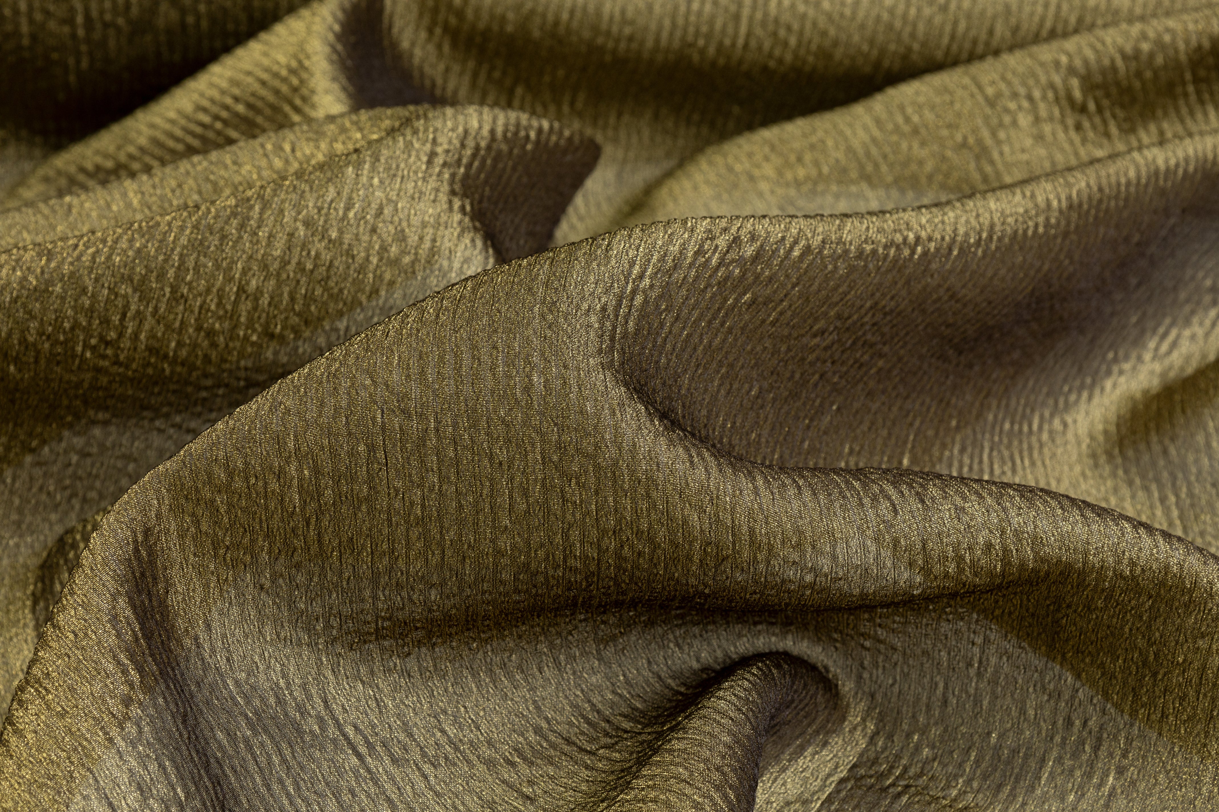 Crushed Metallic Iridescent Organza - Gold / Navy