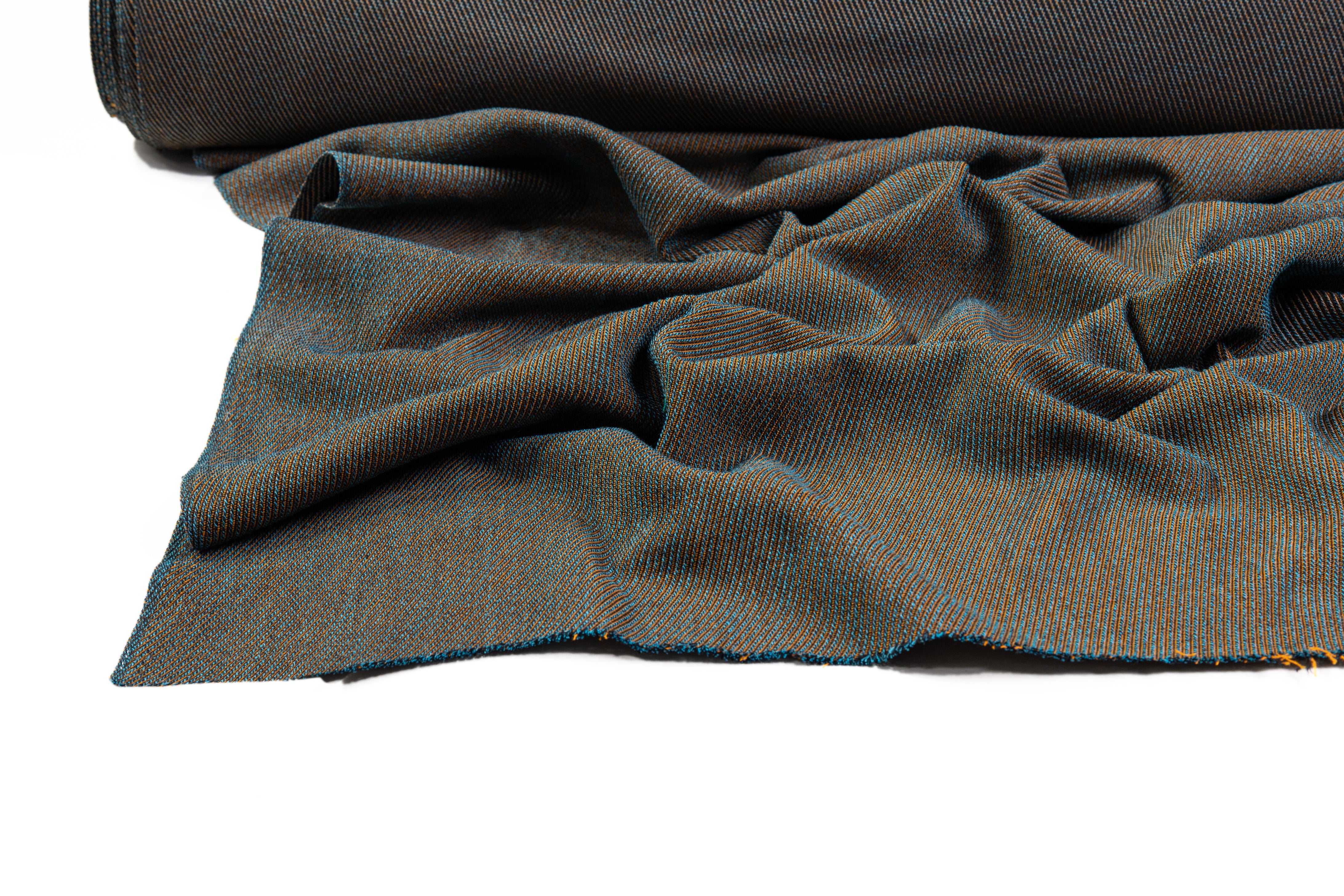 Iridescent Italian Cotton Viscose Corded Twill - Brown / Blue