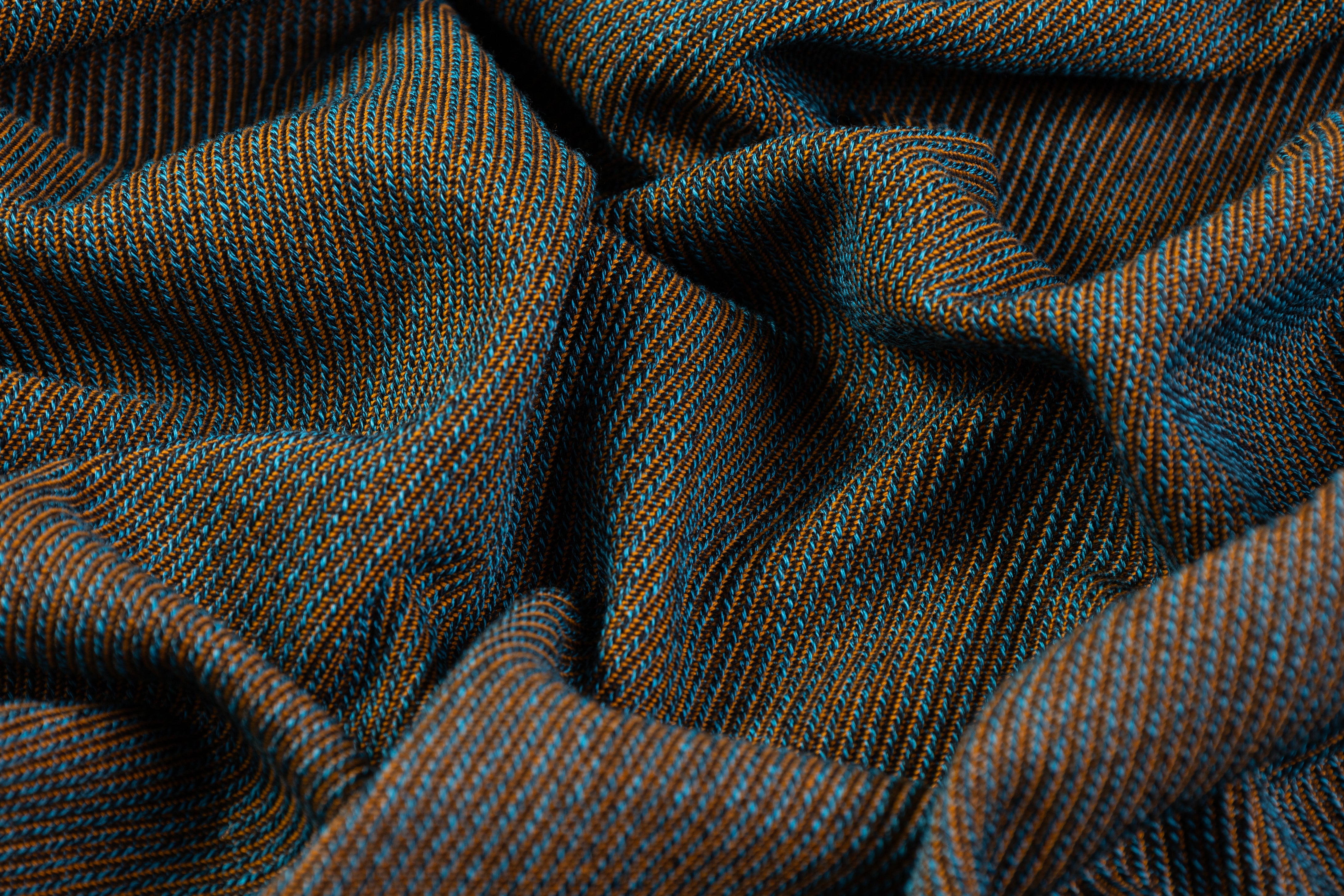 Iridescent Italian Cotton Viscose Corded Twill - Brown / Blue