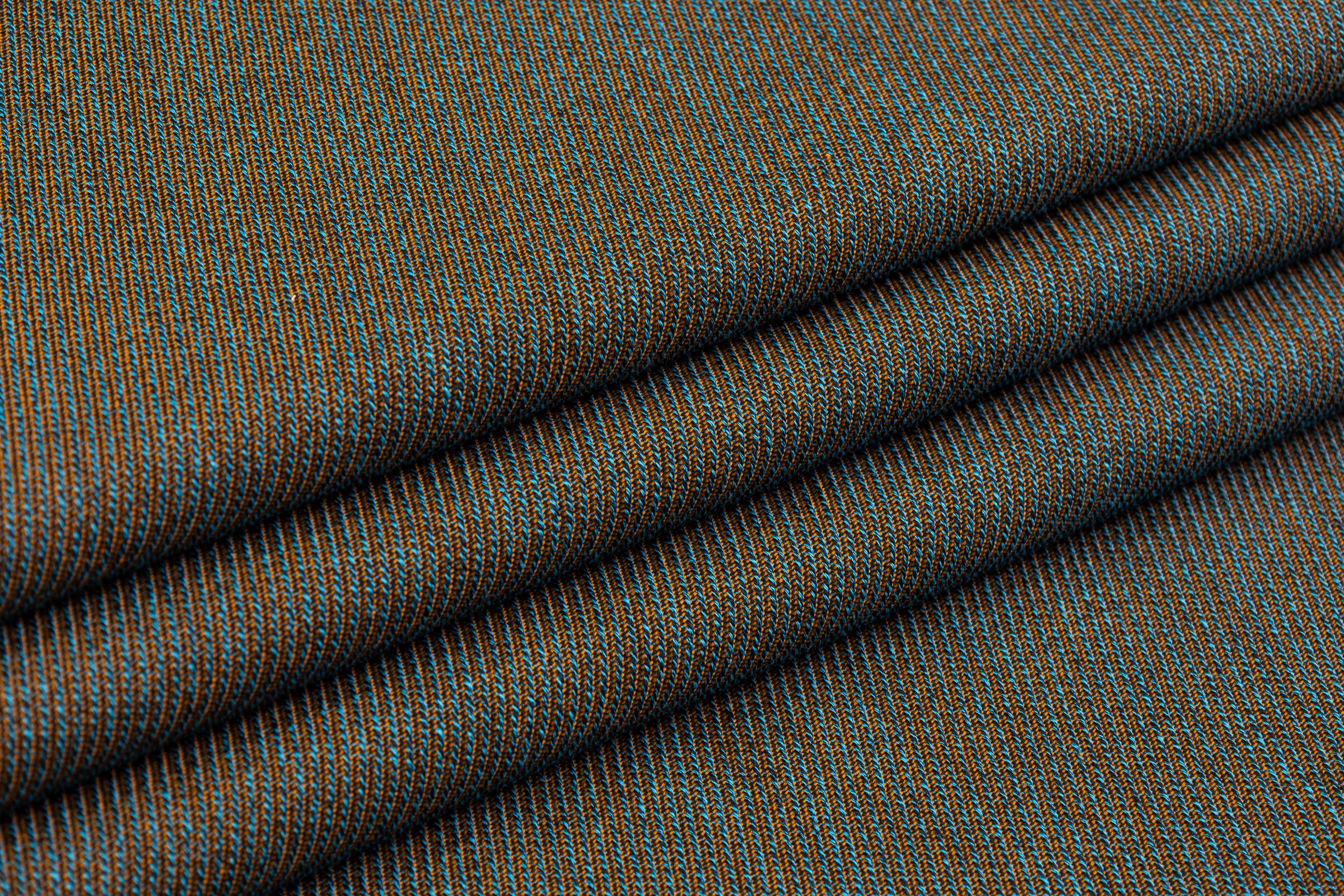 Iridescent Italian Cotton Viscose Corded Twill - Brown / Blue