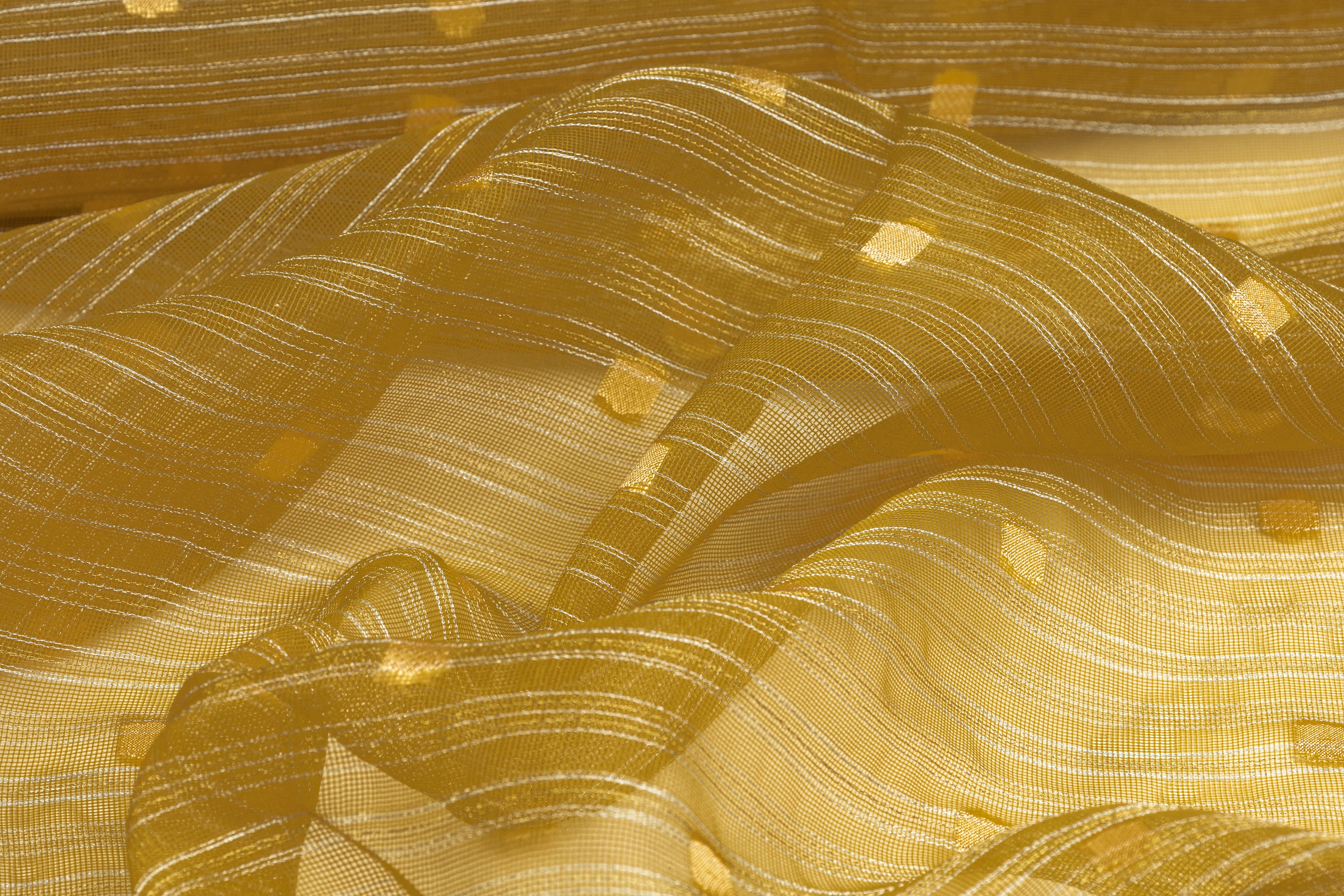Metallic Striped Organza - Mustard Yellow
