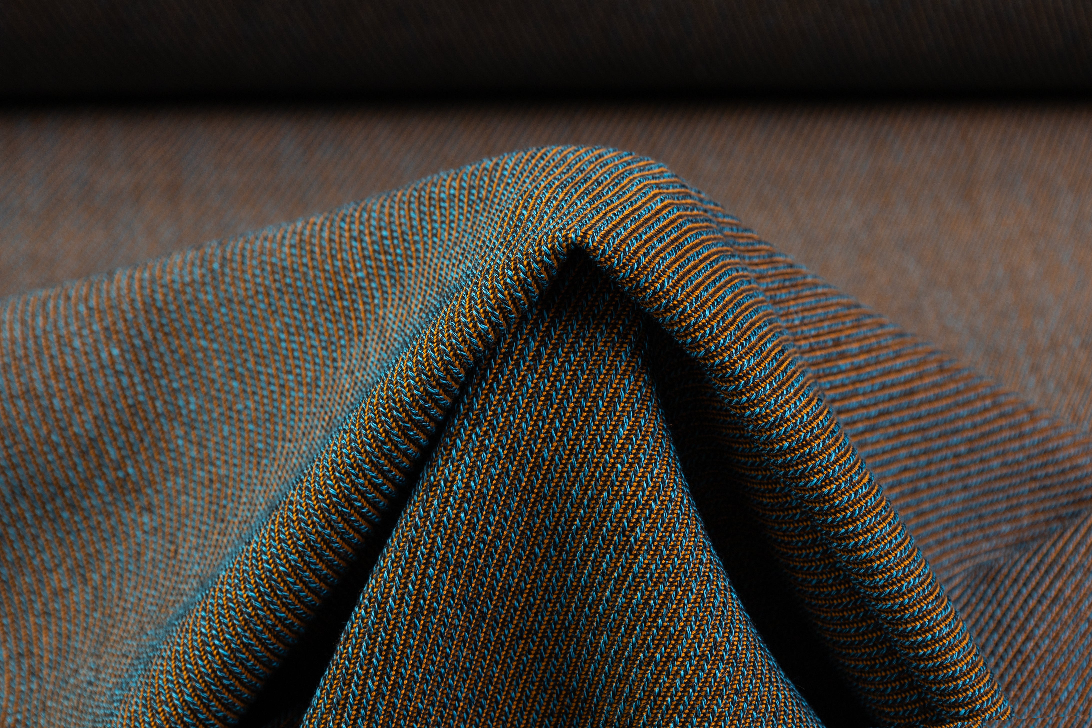 Iridescent Italian Cotton Viscose Corded Twill - Brown / Blue
