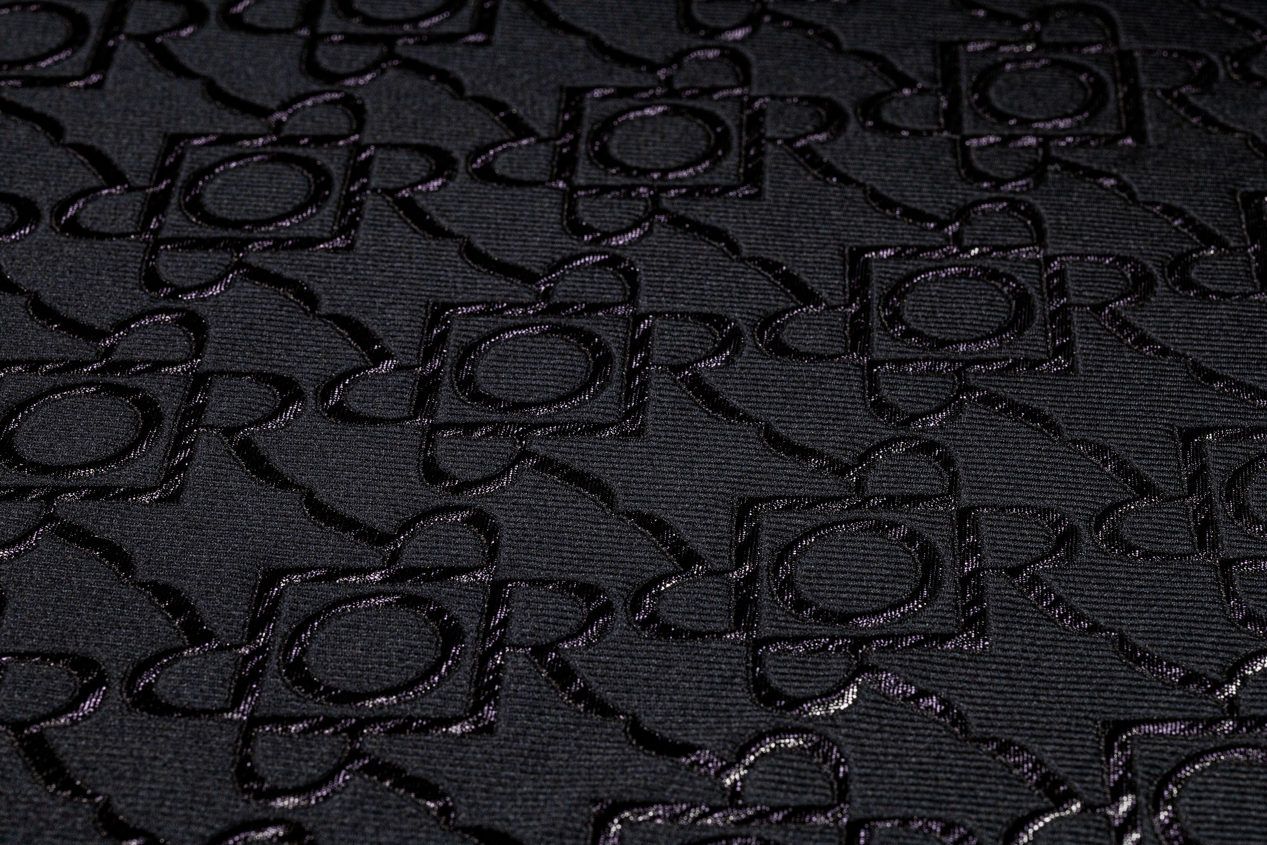 Metallic Geometric Italain Silk Blend Brocade - Black
