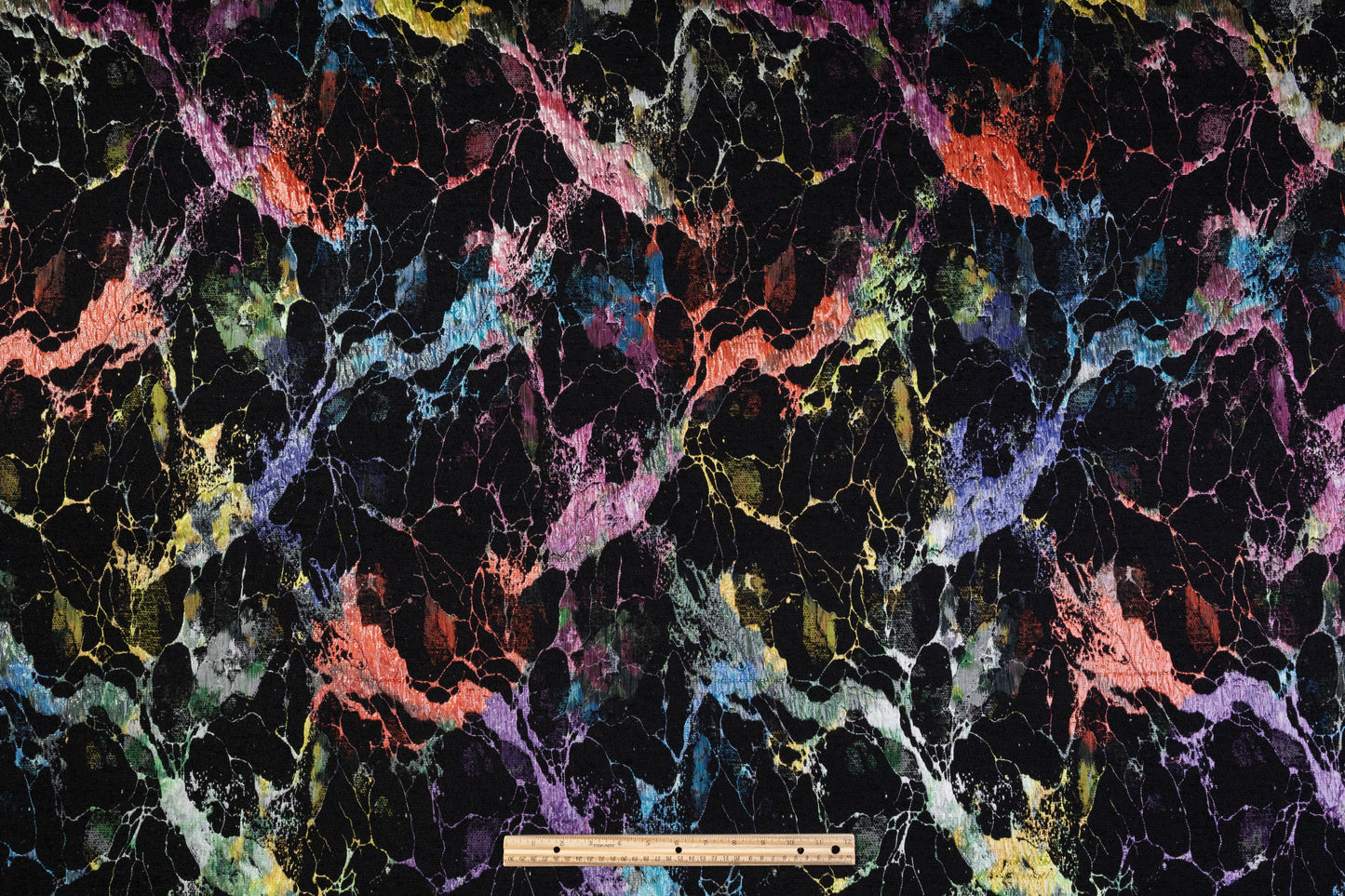 Double Faced Italian Chiné Chenille Brocade - Black / Multicolor