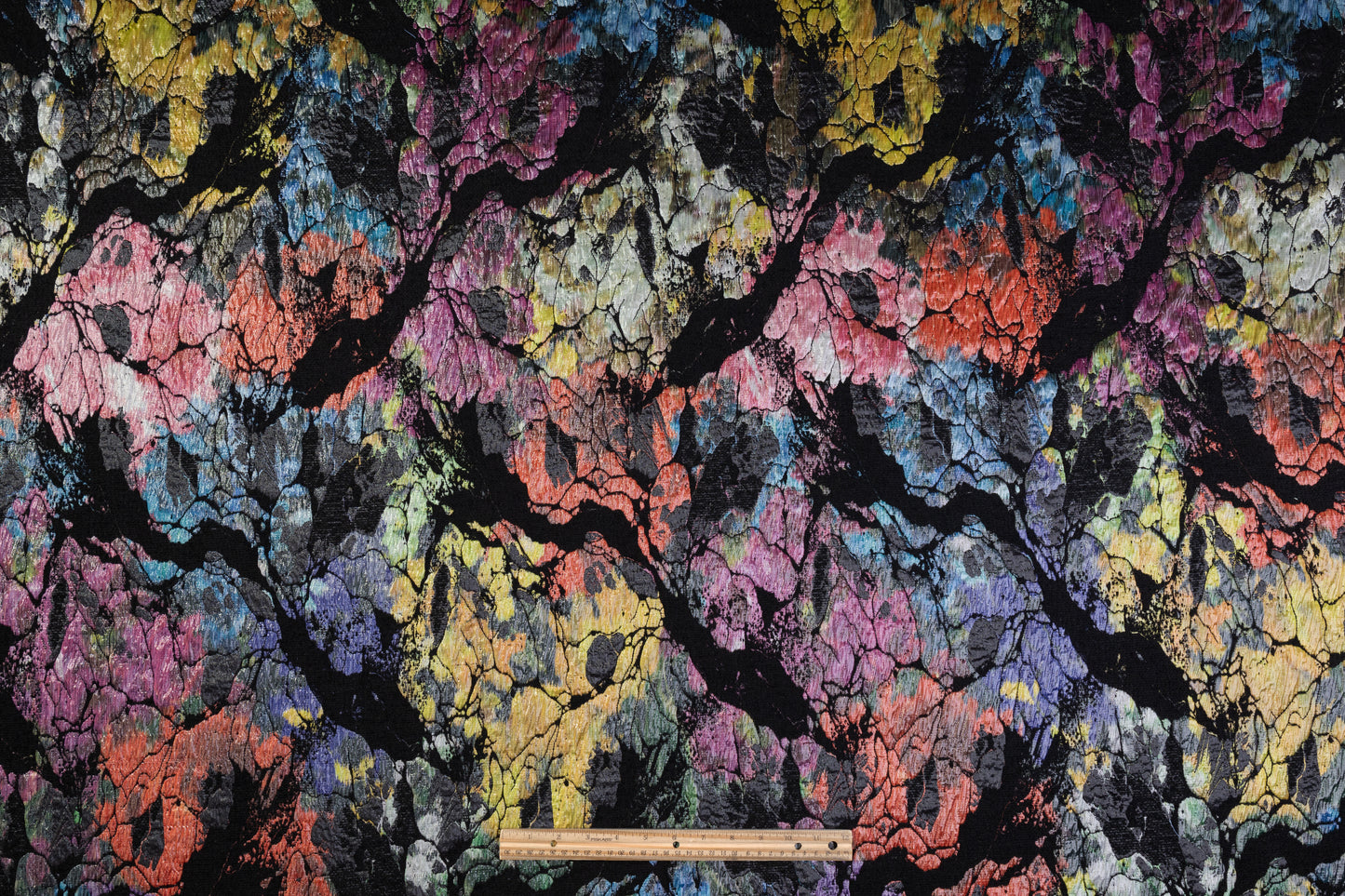 Double Faced Italian Chiné Chenille Brocade - Black / Multicolor